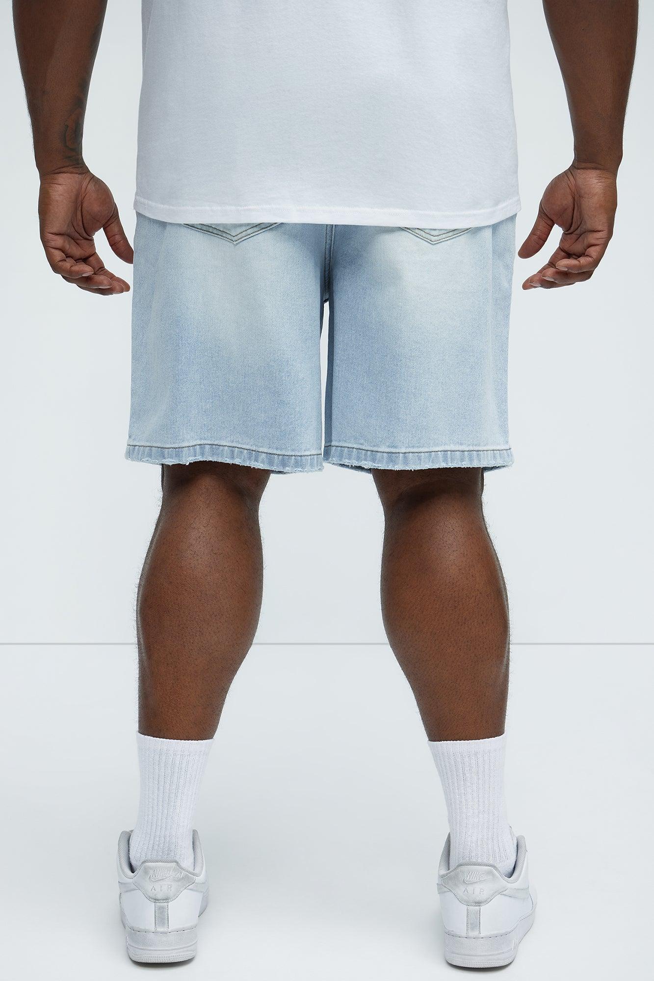 Classic Distressed Relaxed Denim Shorts - Light Blue Wash Product Image