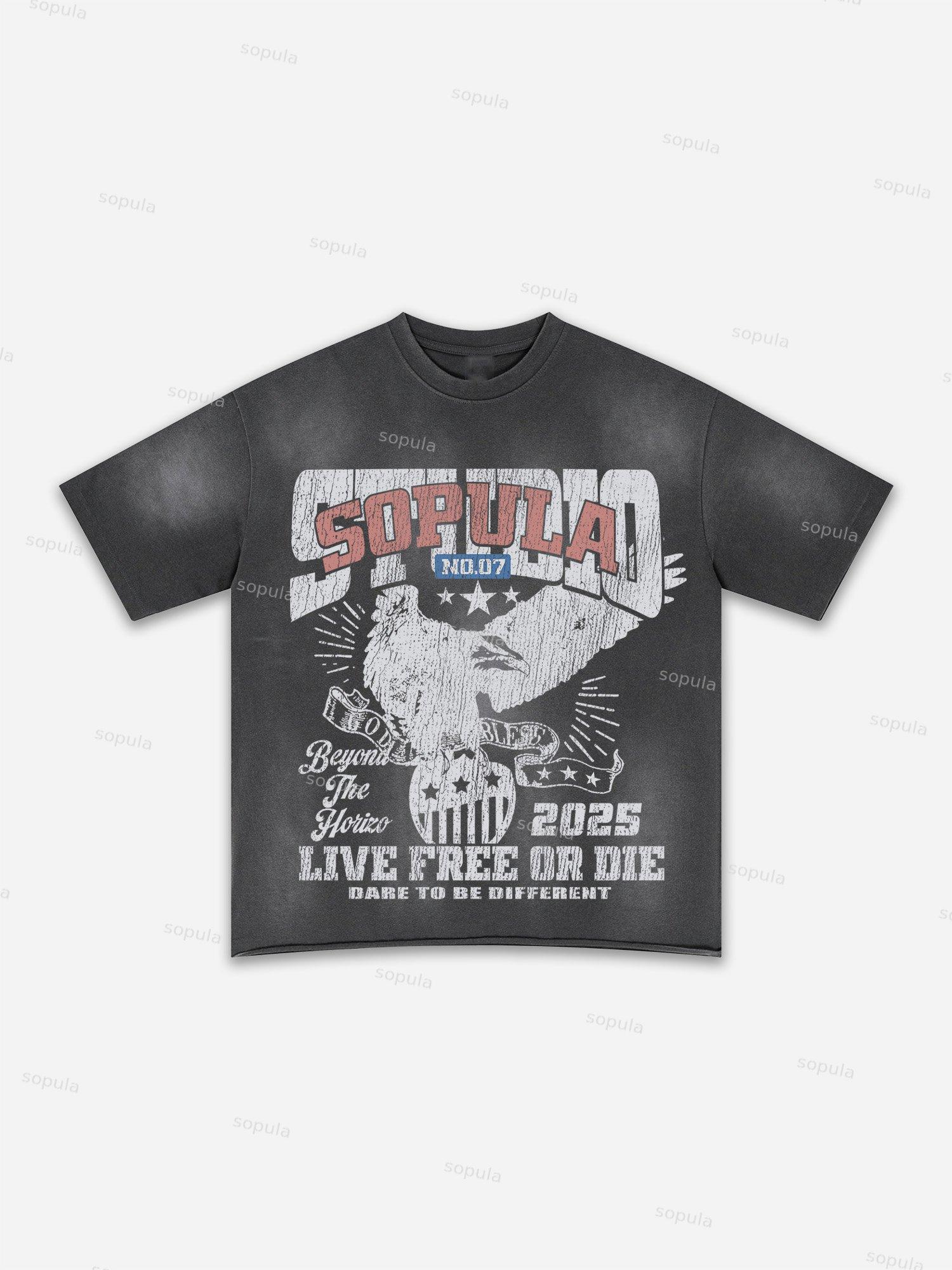 Authentic Abstract Portrait Print Washed T-shirt Product Image