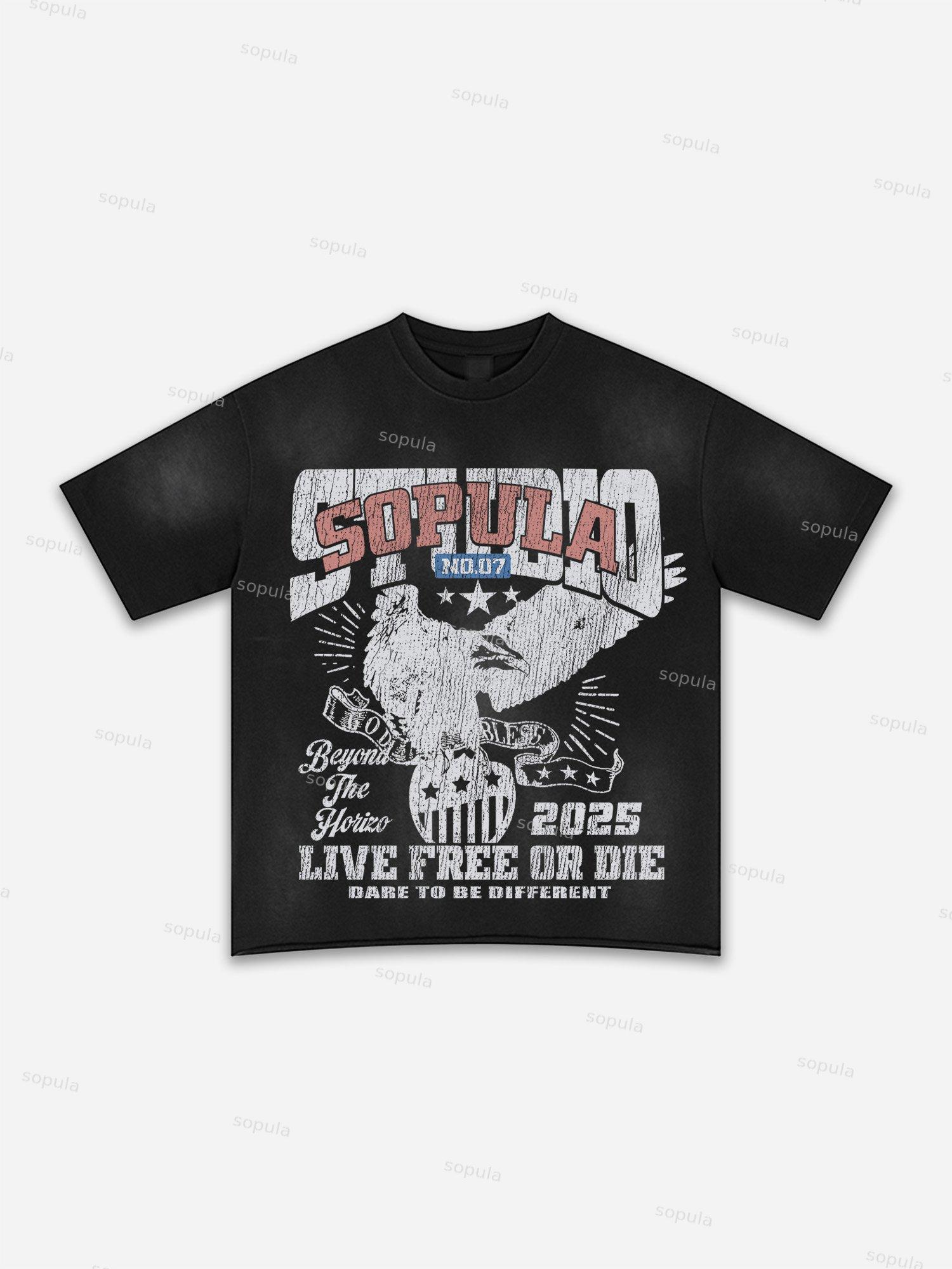 Authentic Abstract Portrait Print Washed T-shirt Product Image