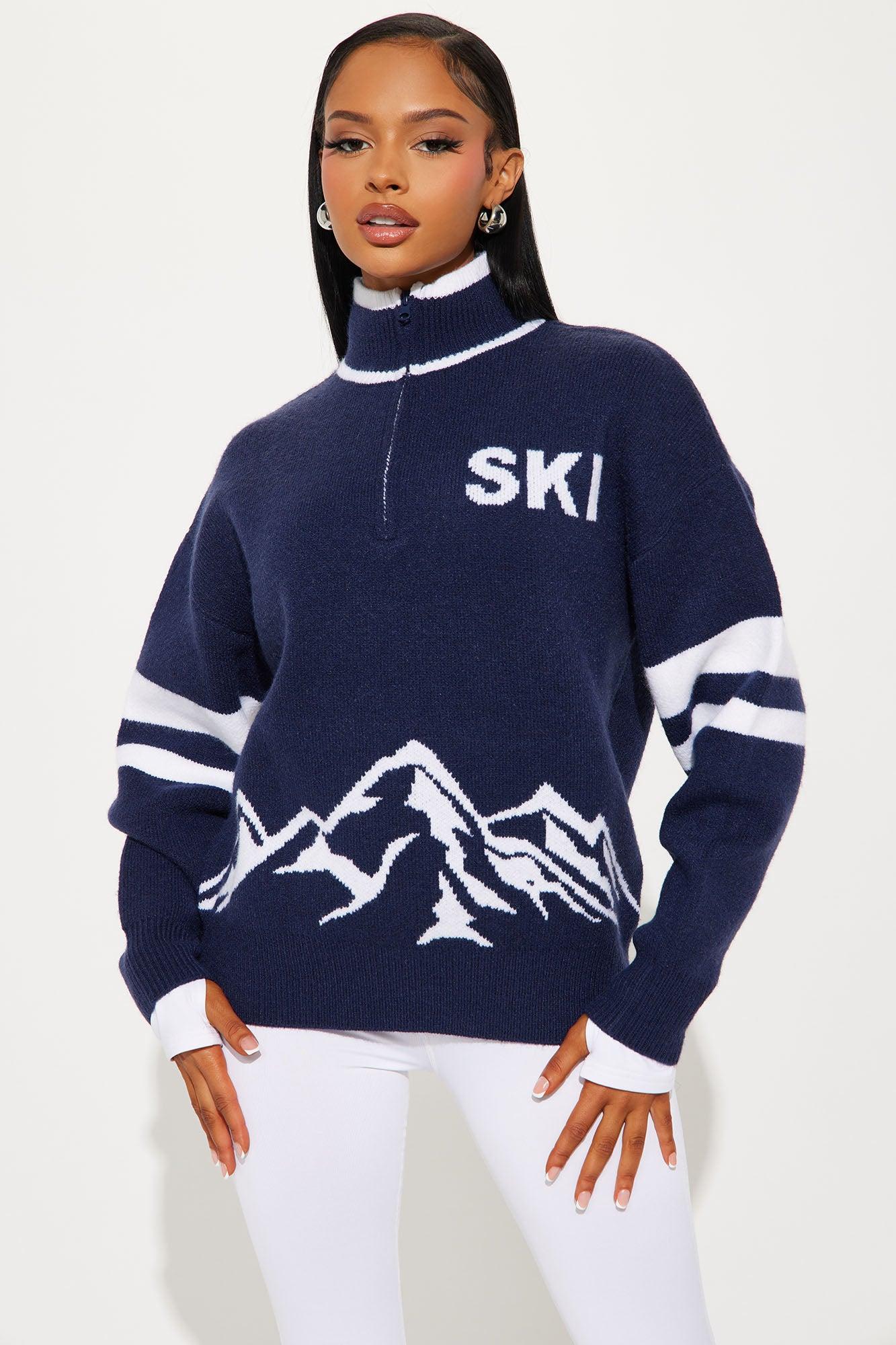 Ski Resort Quarter Zip Sweater - Navy Product Image