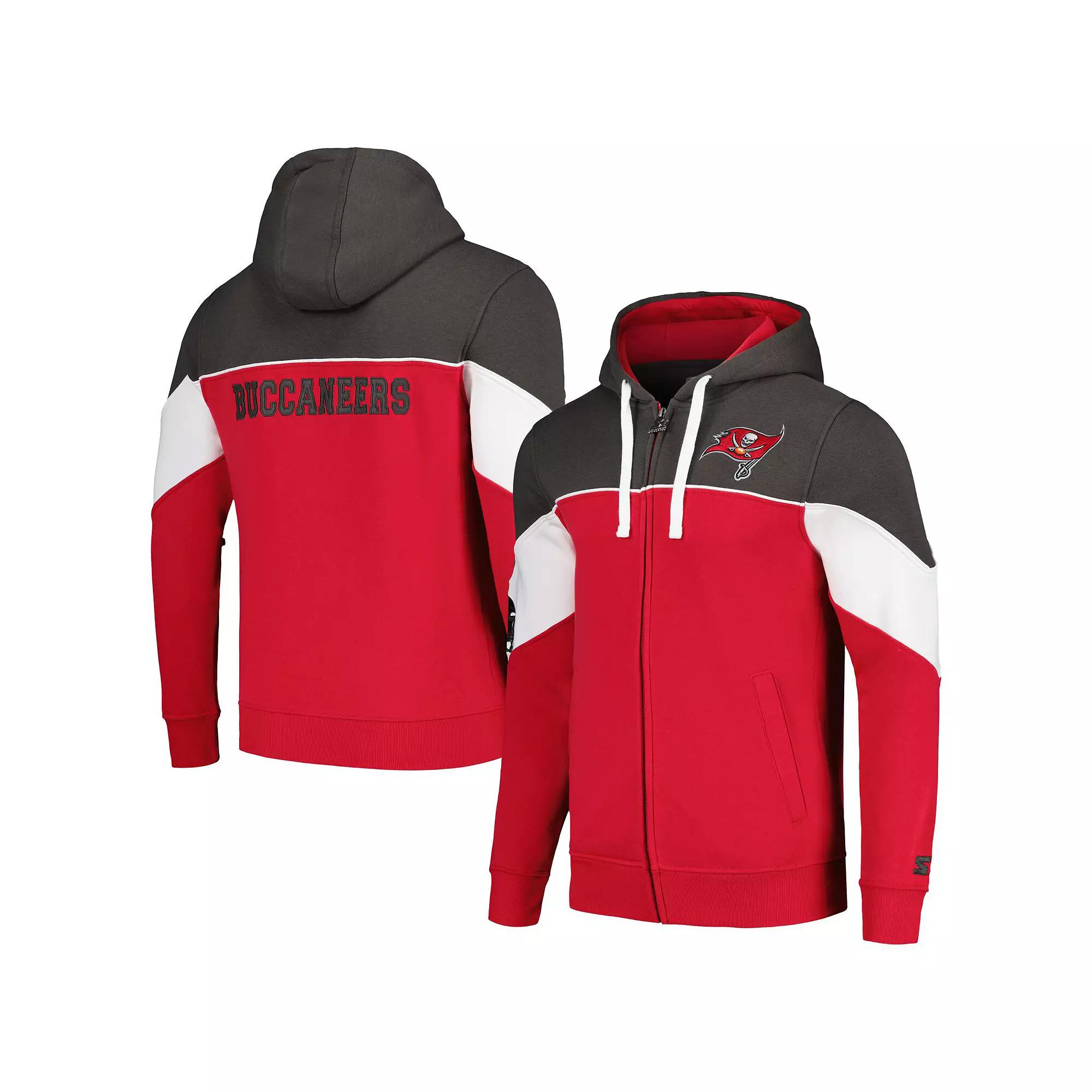Men's Starter Red/Pewter Tampa Bay Buccaneers Running Back Full-Zip Hoodie, Size: Large Product Image