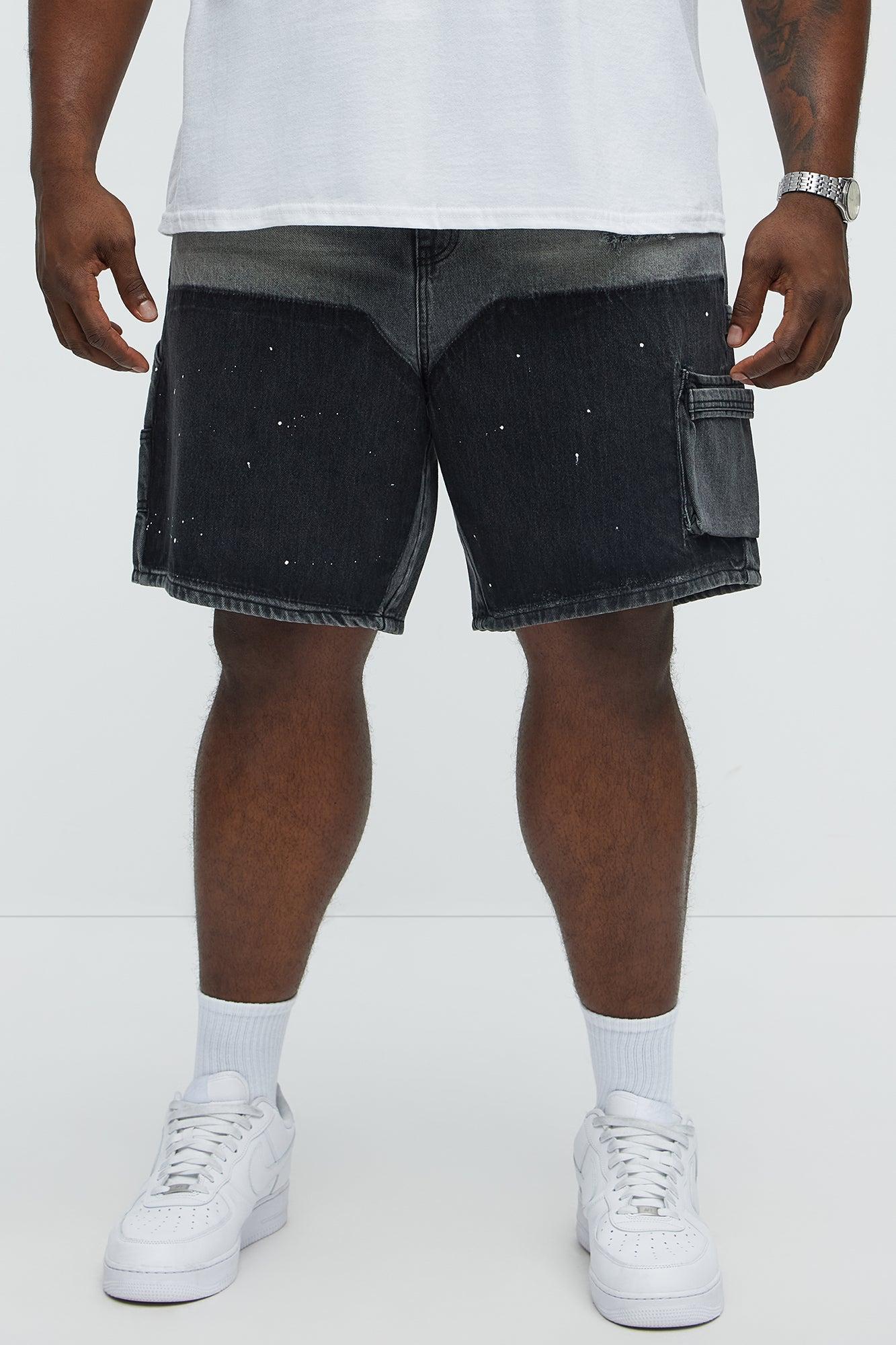 Two Ways Relaxed Denim Shorts - Black Wash Product Image