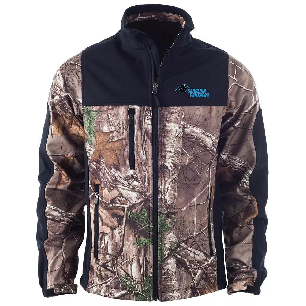 Men's Dunbrooke Realtree Camo/Black Carolina Panthers Circle Hunter Softshell Full-Zip Jacket,  Product Image