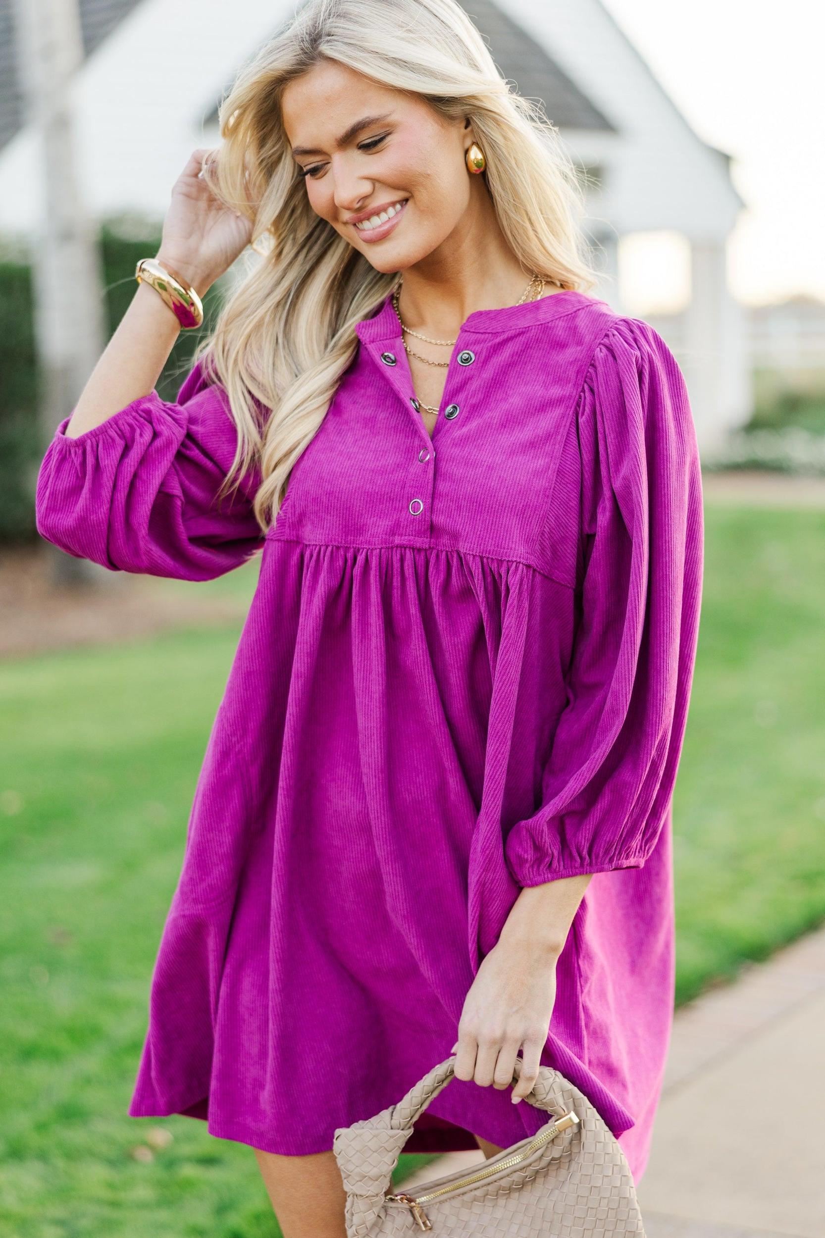 That's All You Magenta Pink Corduroy Dress Female Product Image