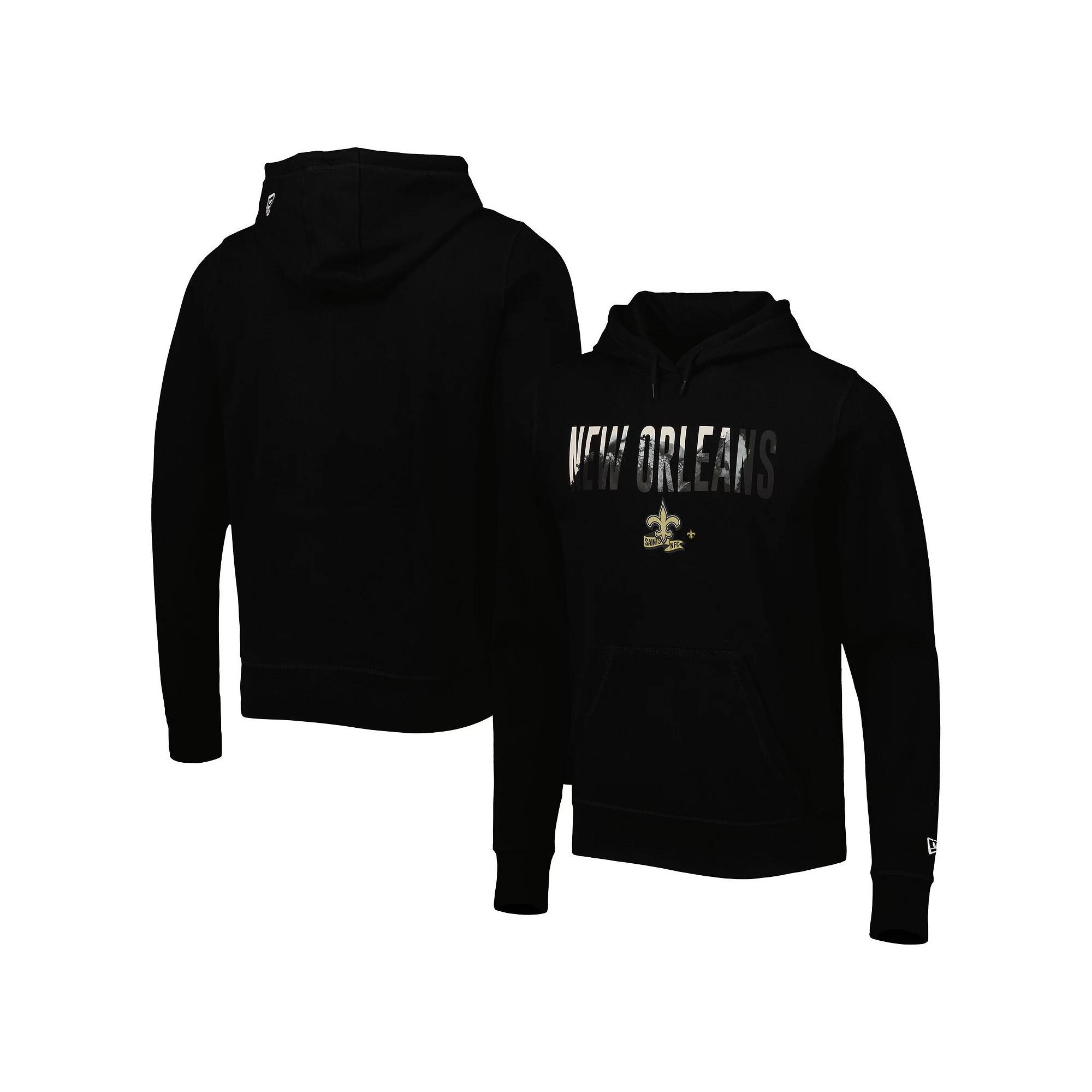 Men's New Era Black New Orleans Saints Ink Dye Pullover Hoodie,  Product Image