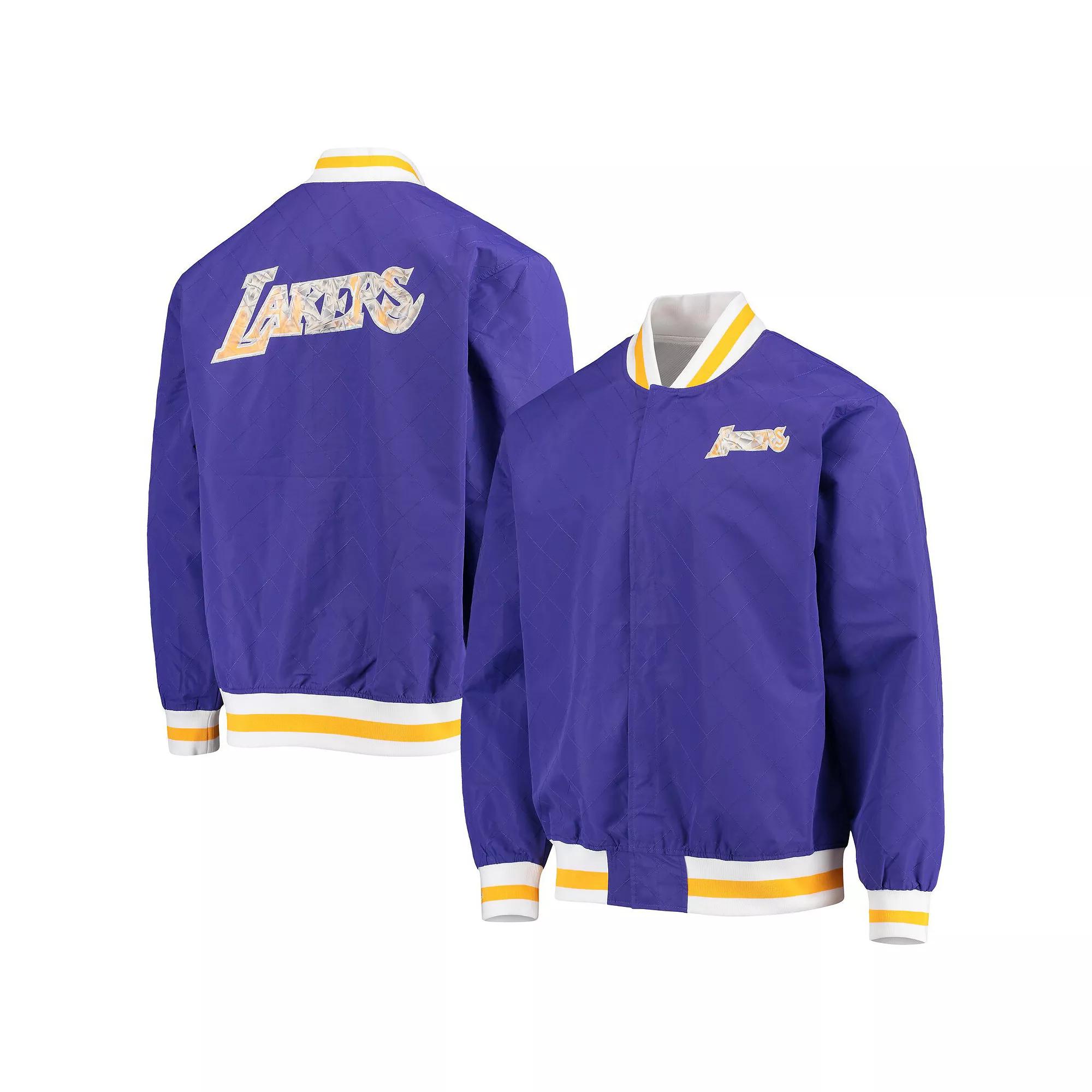 Men's Los Angeles Lakers Purple Mitchell & Ness Hardwood Classics 75th Anniversary Authentic Warmup Full-Snap Jacket,  Product Image
