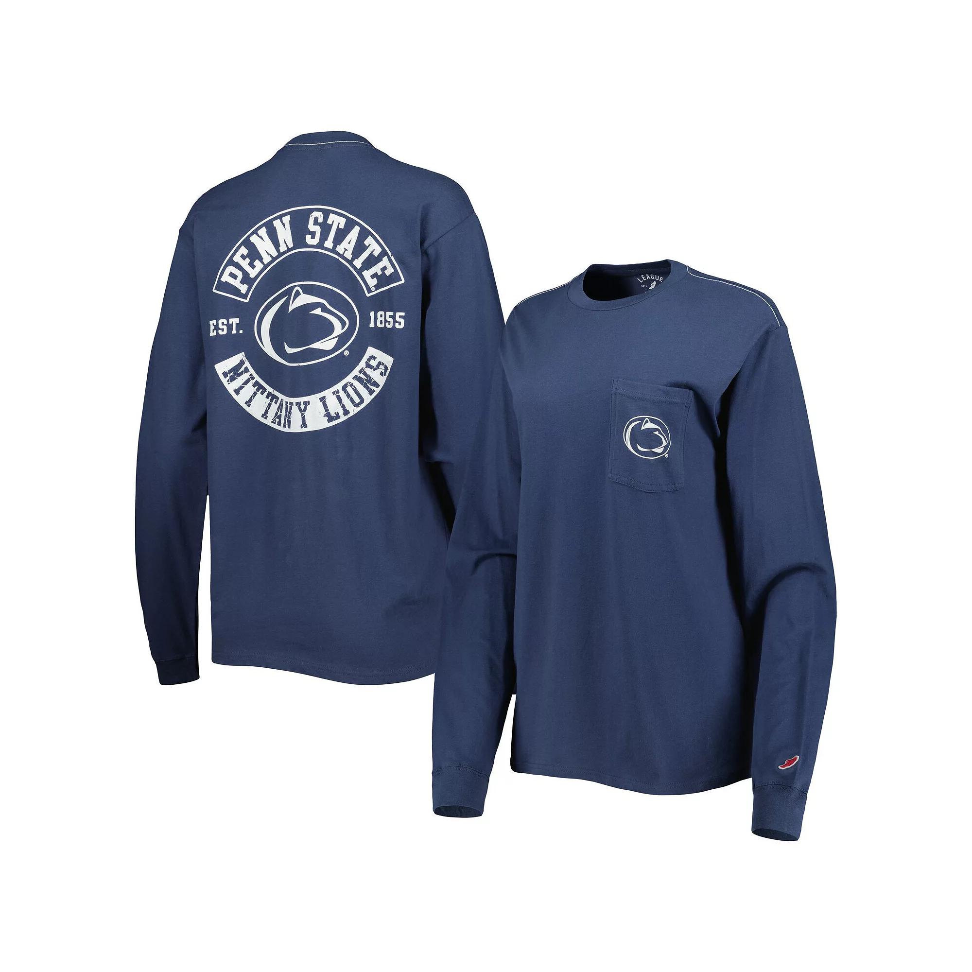 Womens League Collegiate Wear Penn State Nittany Lions Oversized Pocket Long Sleeve T-Shirt Blue Product Image
