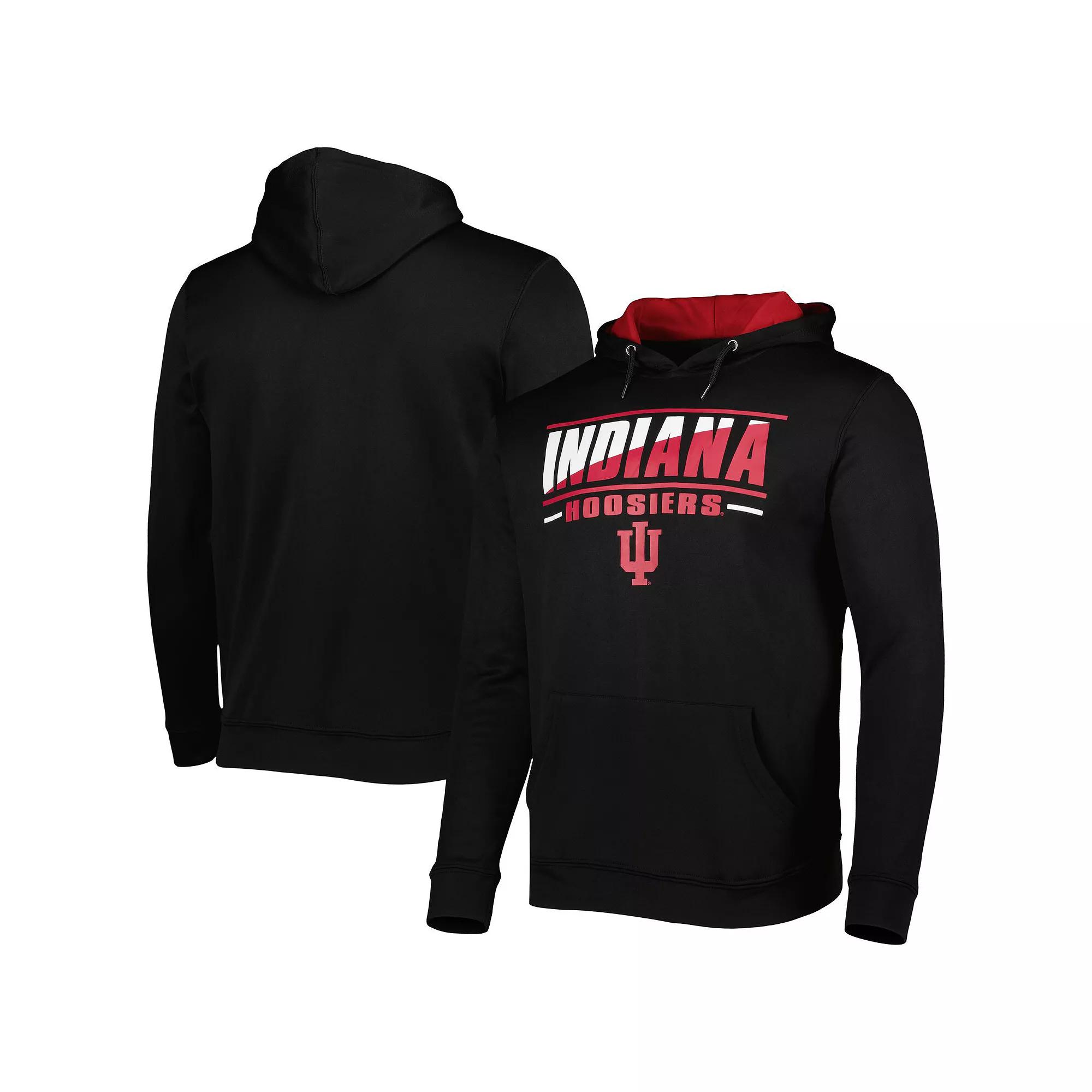 Men's Colosseum Black Indiana Hoosiers Slash Stack 2.0 Pullover Hoodie,  Product Image