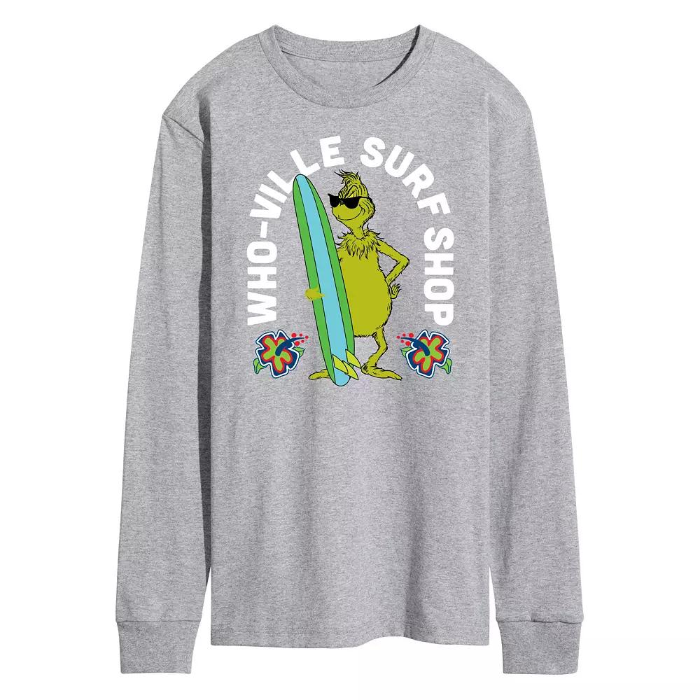 Men's Dr. Seuss The Grinch Whoville Surf Shop Long Sleeve Graphic Tee,  Product Image