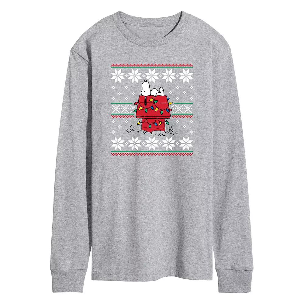 Men's Peanuts Dashing Doghouse Ugly Sweater Long Sleeve Tee,  Product Image