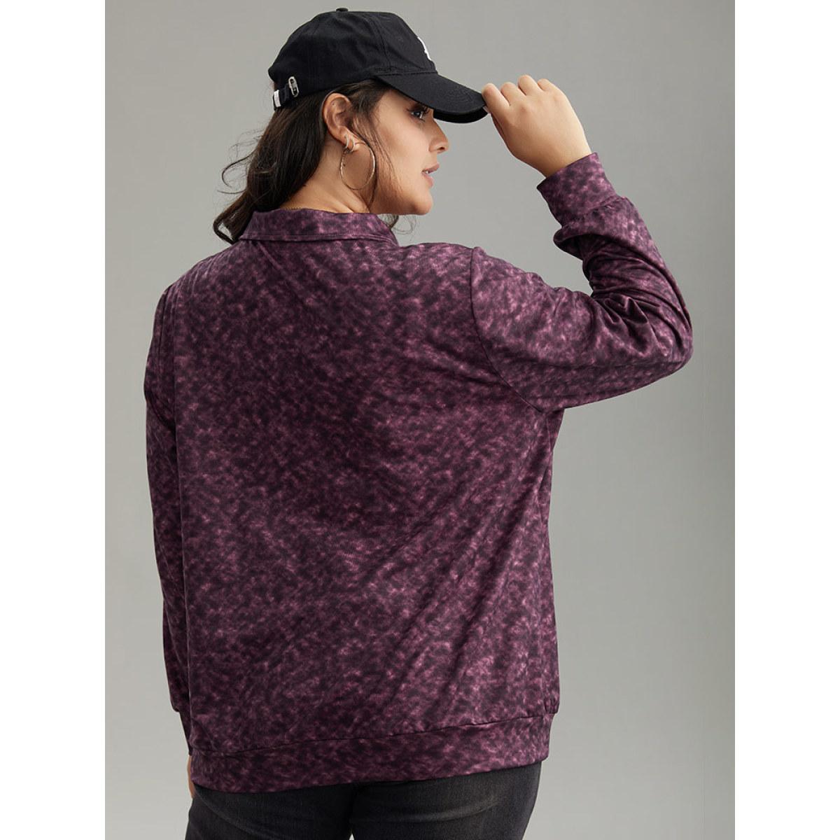 Plus Size Tie Dye Zipper Fly Pocket Jacket Women Purple Zipper Pocket Dailywear Jackets BloomChic 30/6X Product Image