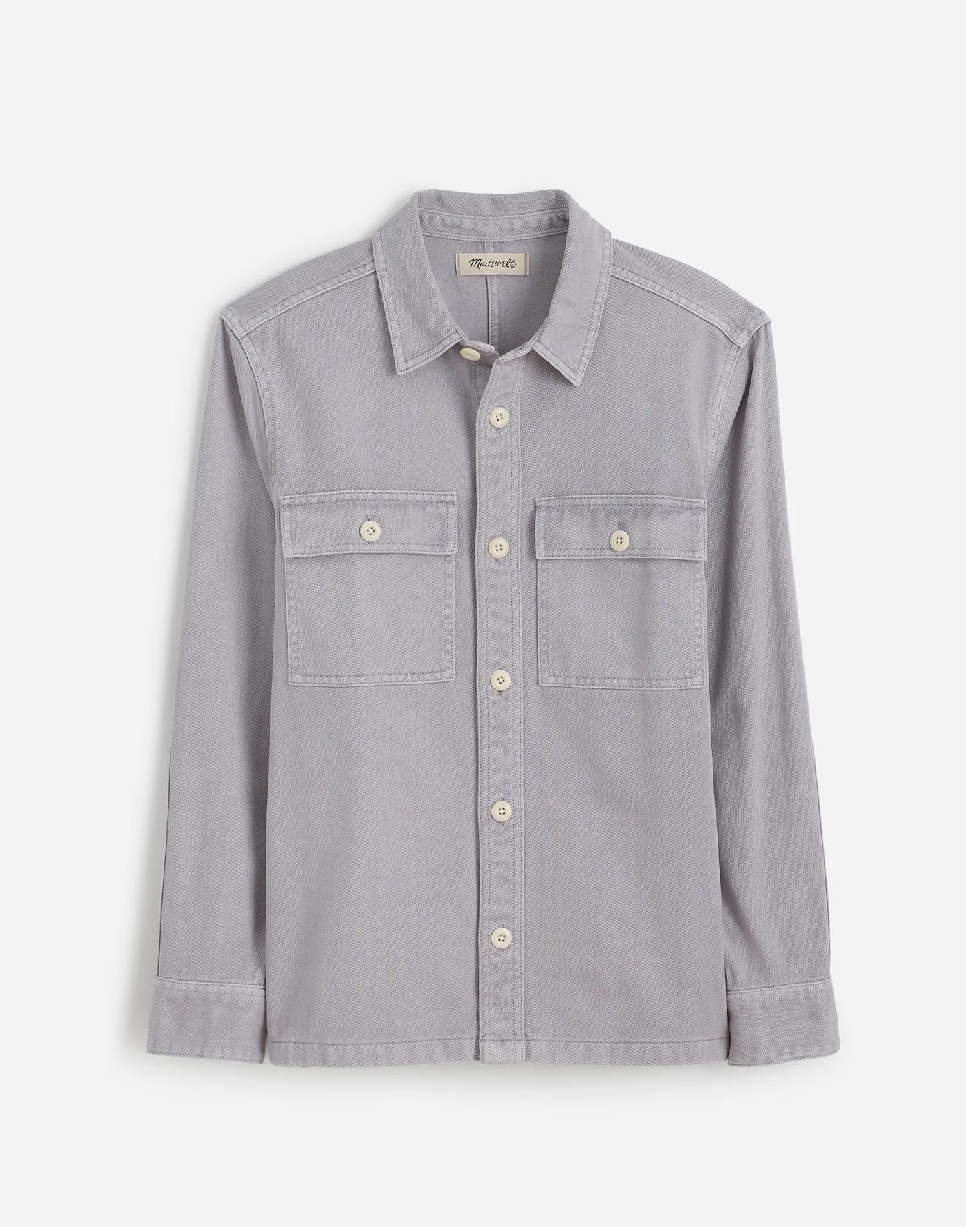 Garment-Dyed Straight-Hem Work Shirt Product Image