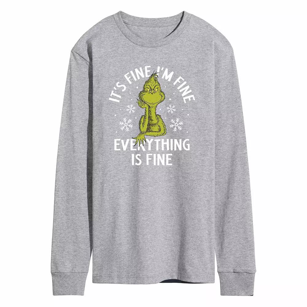Men's The Grinch Its Fine Tee, Size: Large, Grey Grey Product Image