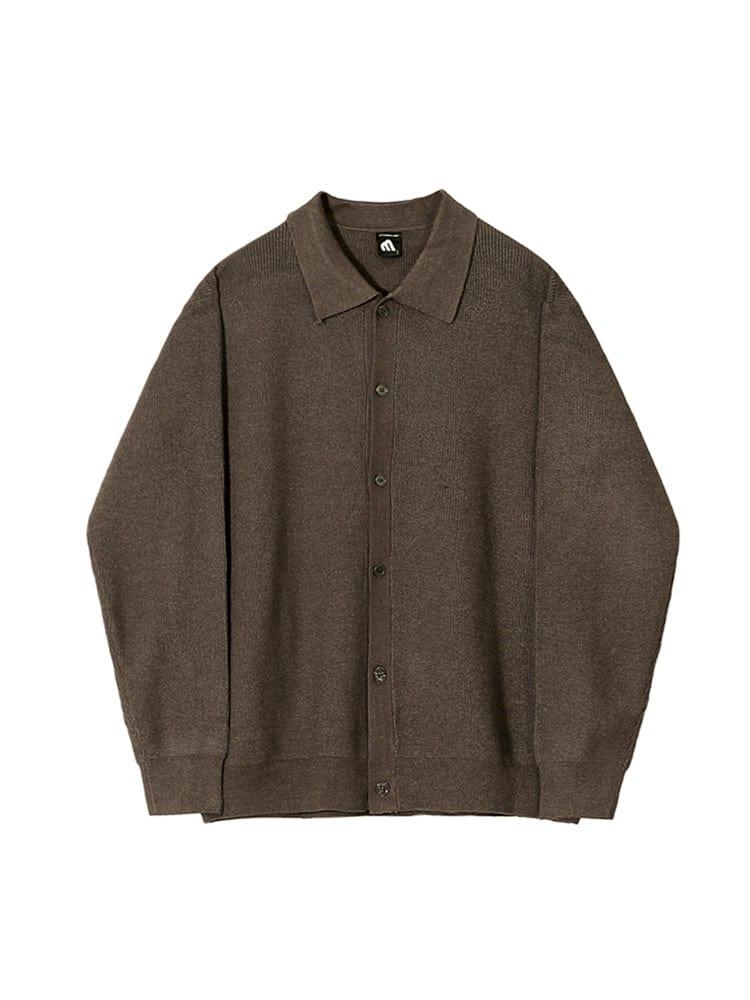 RT No. 11933 KNIT BROWN KNIT BUTTON-UP SWEATER Product Image