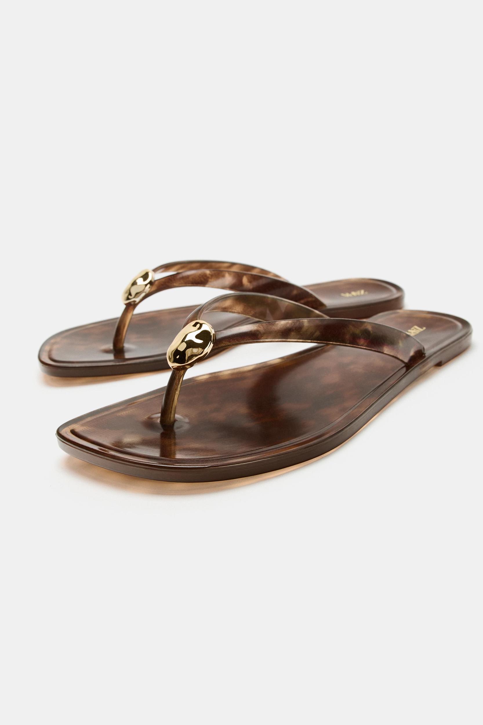 FLAT SANDALS WITH EMBELLISHMENT Product Image