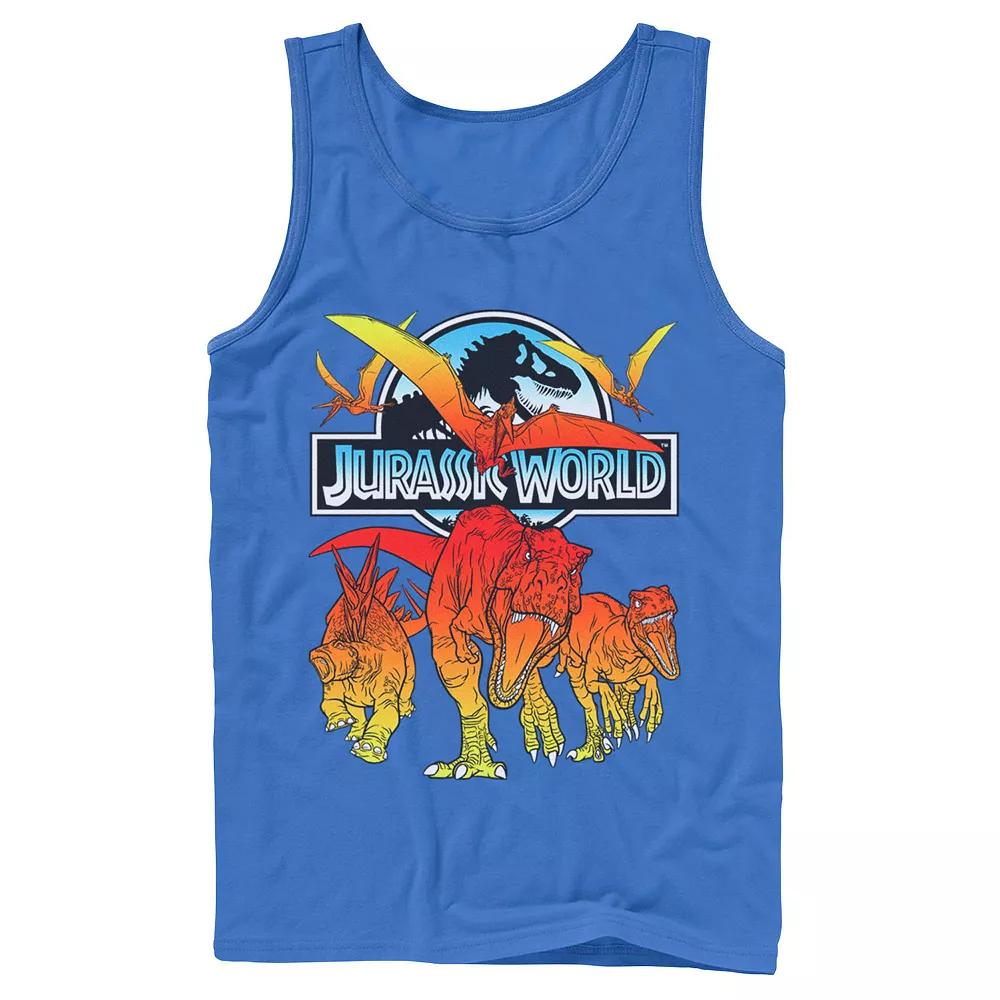Men's Jurassic World Two Dino Charging Comic Pop Tank Top,  Product Image