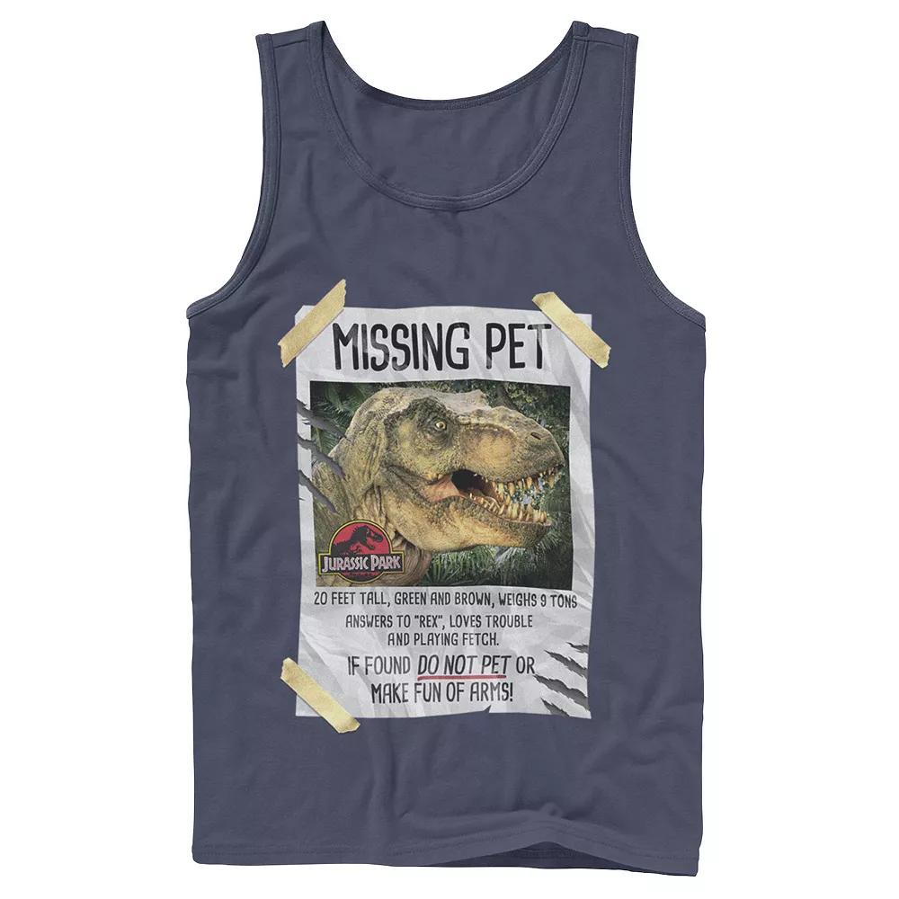 Men's Jurassic Park Missing Pet T-Rex Poster Taped Tank Top,  Product Image