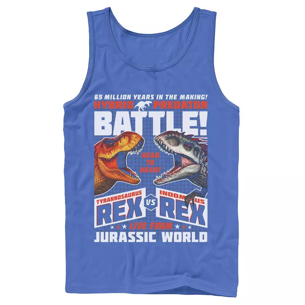 Men's Jurassic World T-Rex VS I-Rex Battle Poster Graphic Tank Top,  Product Image