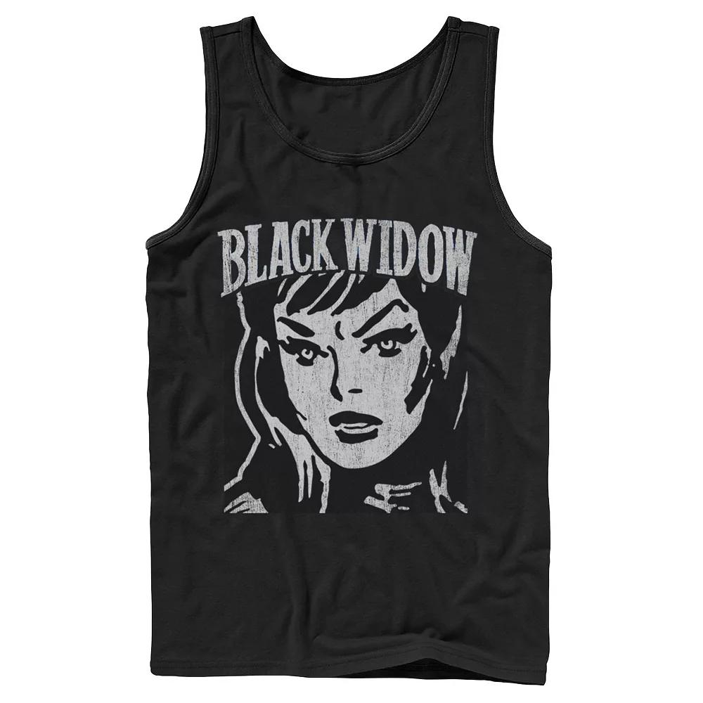 Men's Marvel Black Widow Retro Vintage Portrait Tank Top,  Product Image
