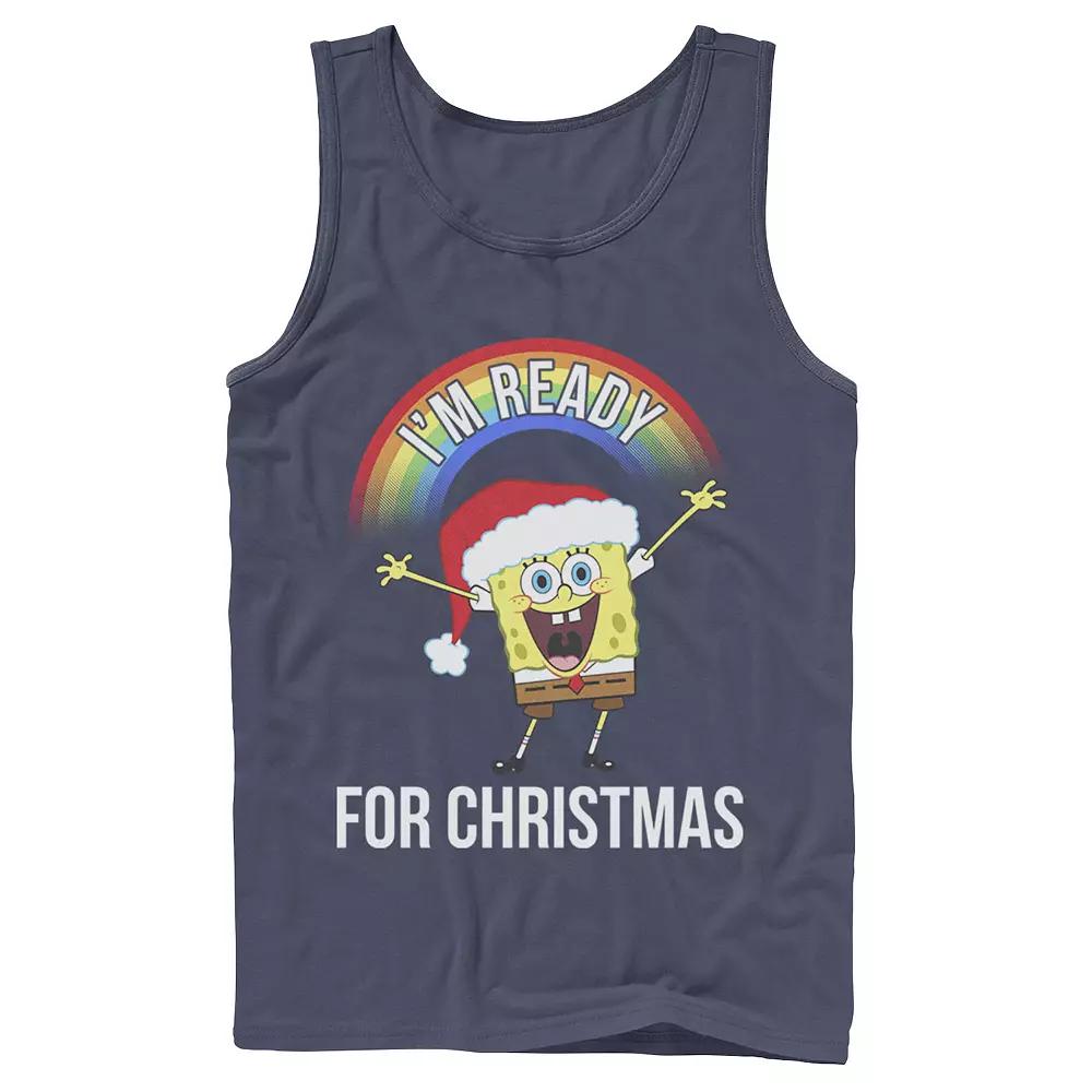 Men's Spongebob I'm Ready For Christmas Rainbow Tank Top,  Product Image