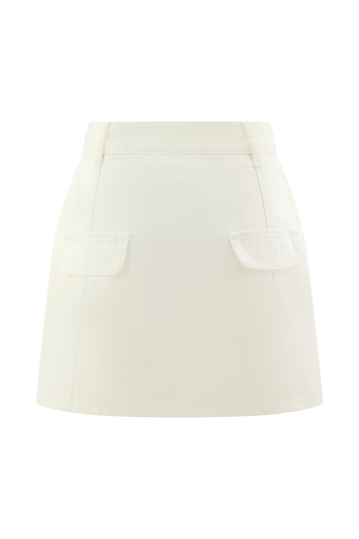 Rosalyn Mini Denim Skort - White Product Image