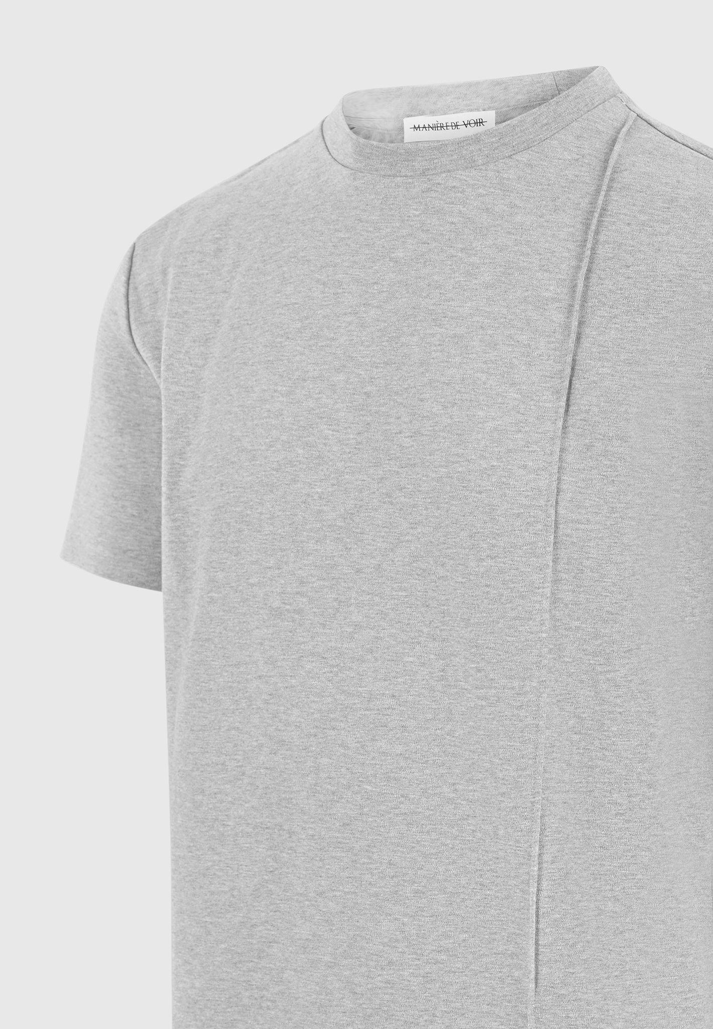 Bruno - Regular Fit Cotton T-Shirt with Pintuck - Grey Male Product Image