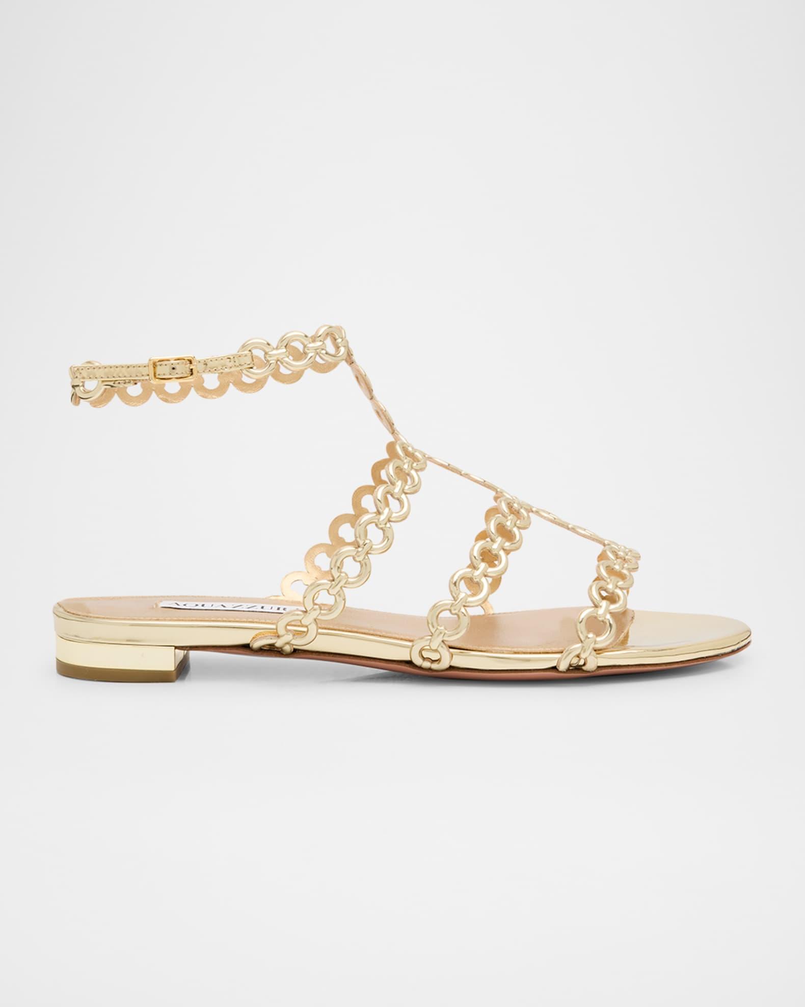 Infinity Metallic Chain T-Strap Sandals Product Image