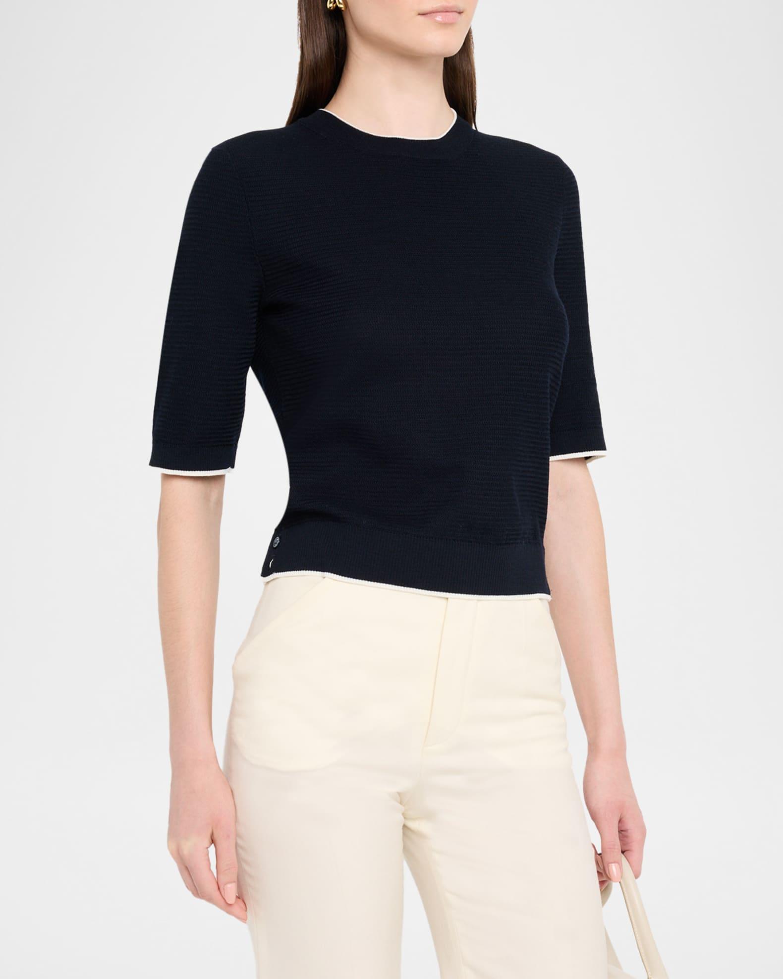 Textured Stitch Short-Sleeve Sweater Product Image