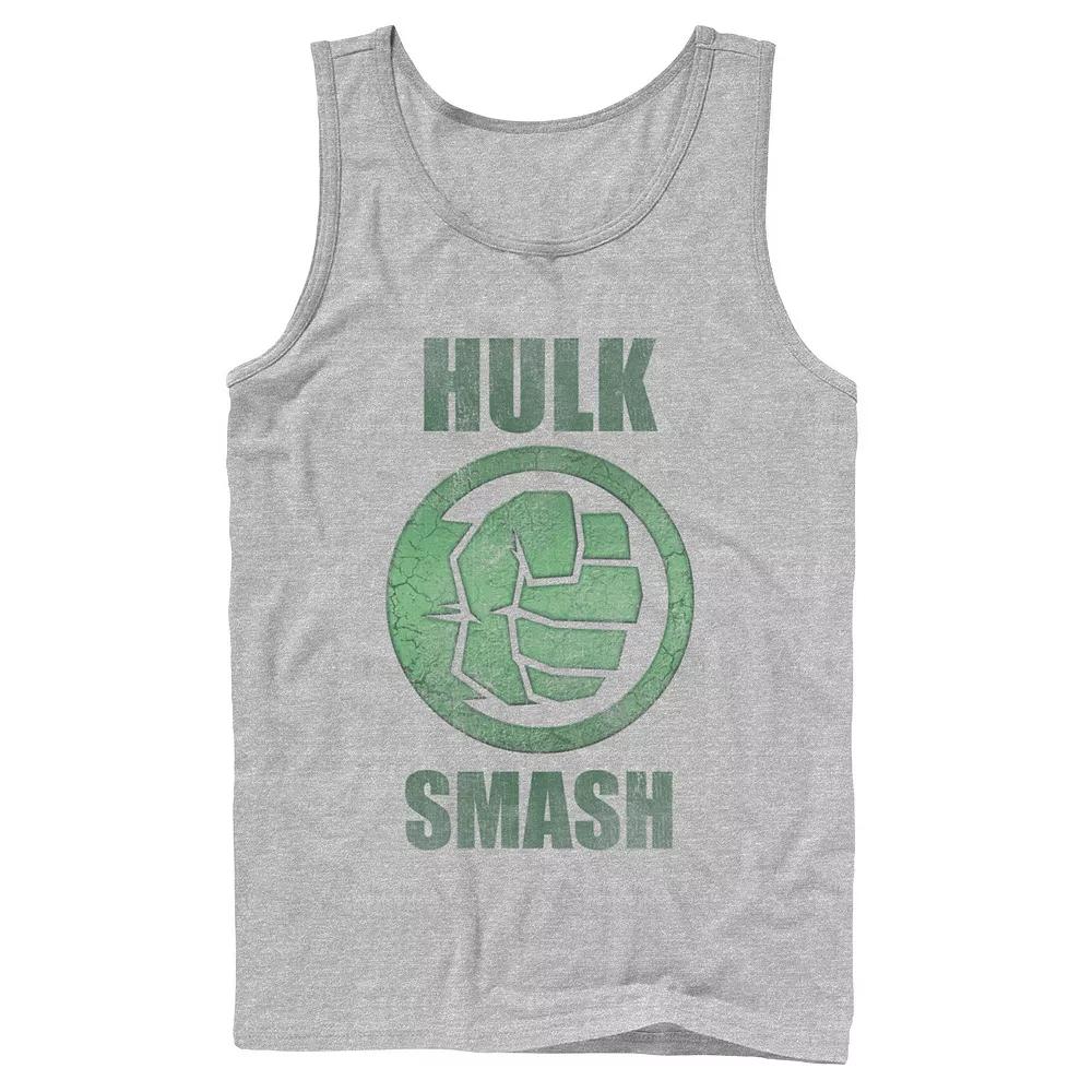 Men's Marvel Hulk Smash Fist Circle Logo Green Stone Poster Tank Top,  Product Image