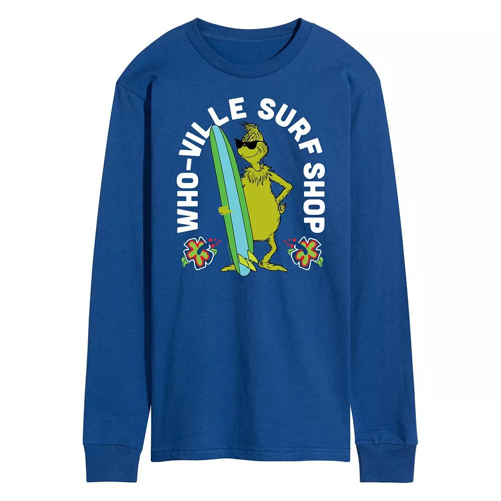 Men's Dr. Seuss The Grinch Whoville Surf Shop Long Sleeve Graphic Tee,  Product Image