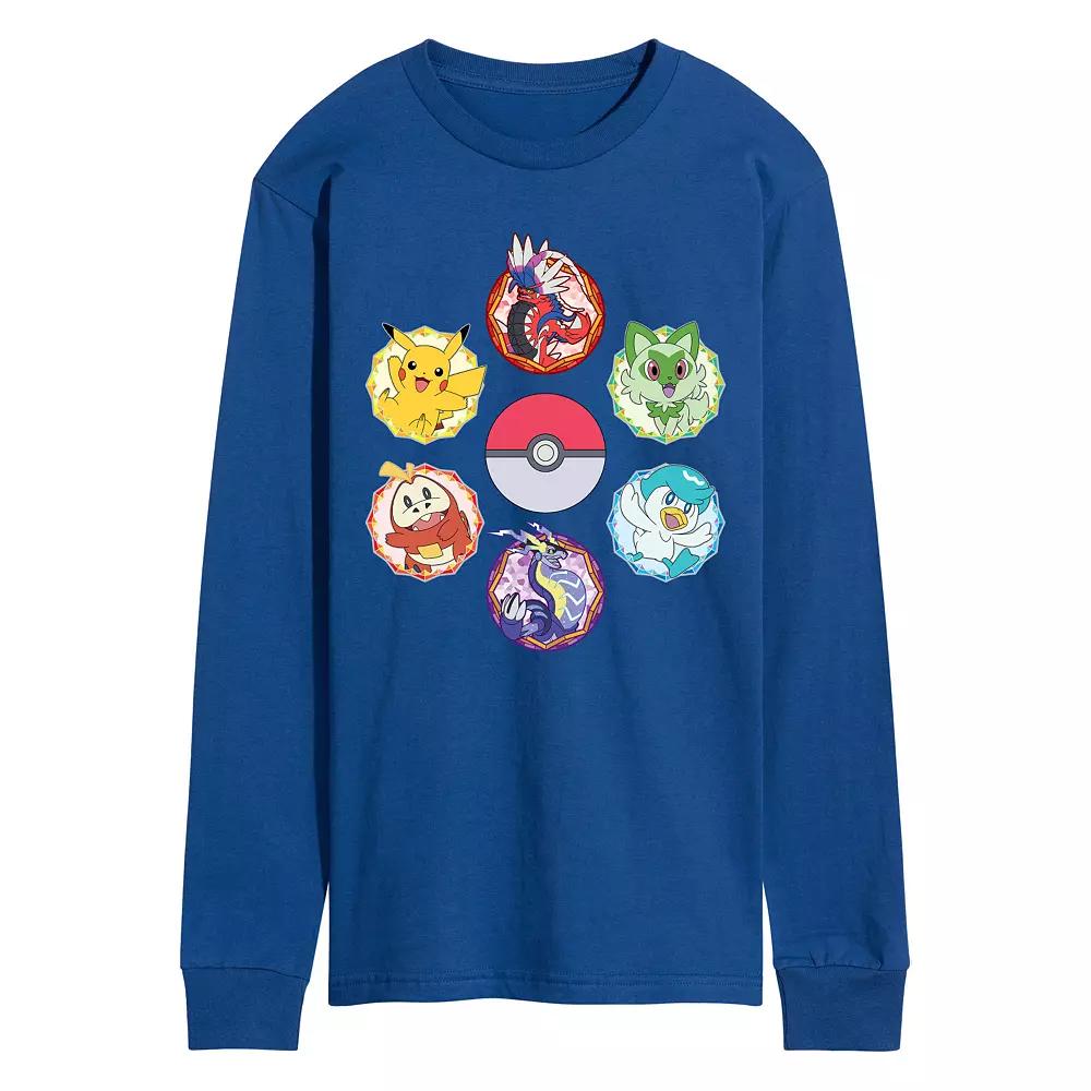 Men's Pokemon Sparkle Badges Long Sleeve Graphic Tee,  Product Image