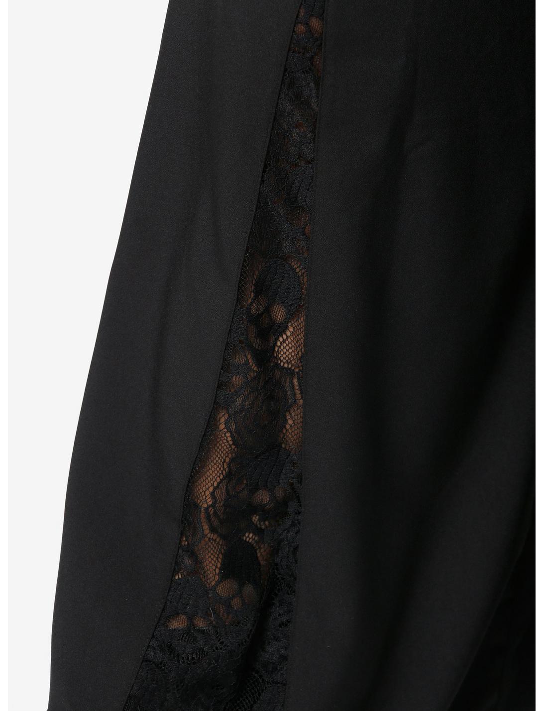 Black Lace Panel Wide Leg Pants Product Image