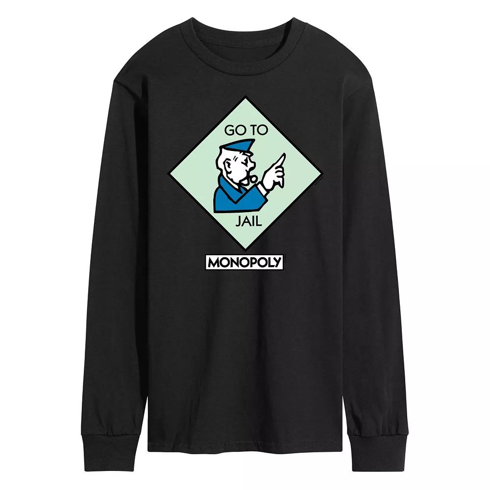 Men's Monopoly Go To Jail Square Long Sleeve Graphic Tee,  Product Image