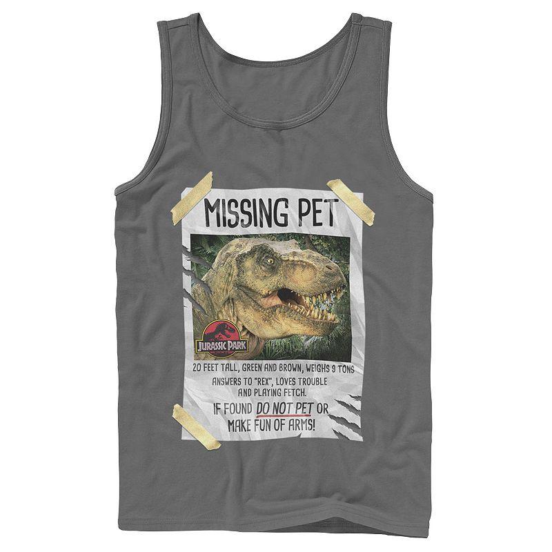 Men's Jurassic Park Missing Pet T-Rex Poster Taped Tank Top,  Product Image