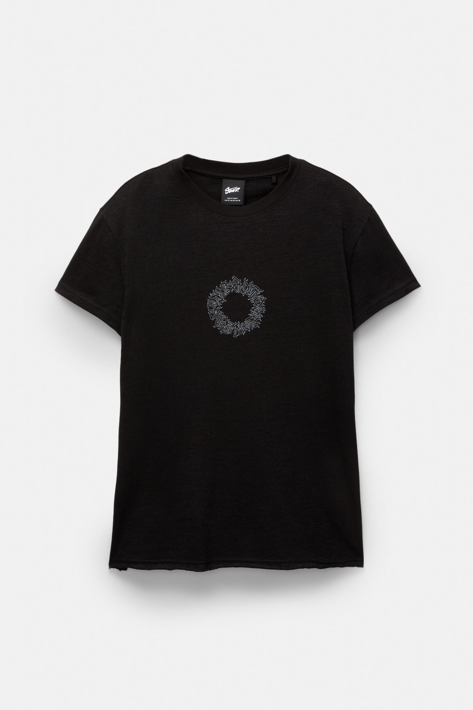 Cropped slim fit STWD T-shirt with gothic graphic Product Image