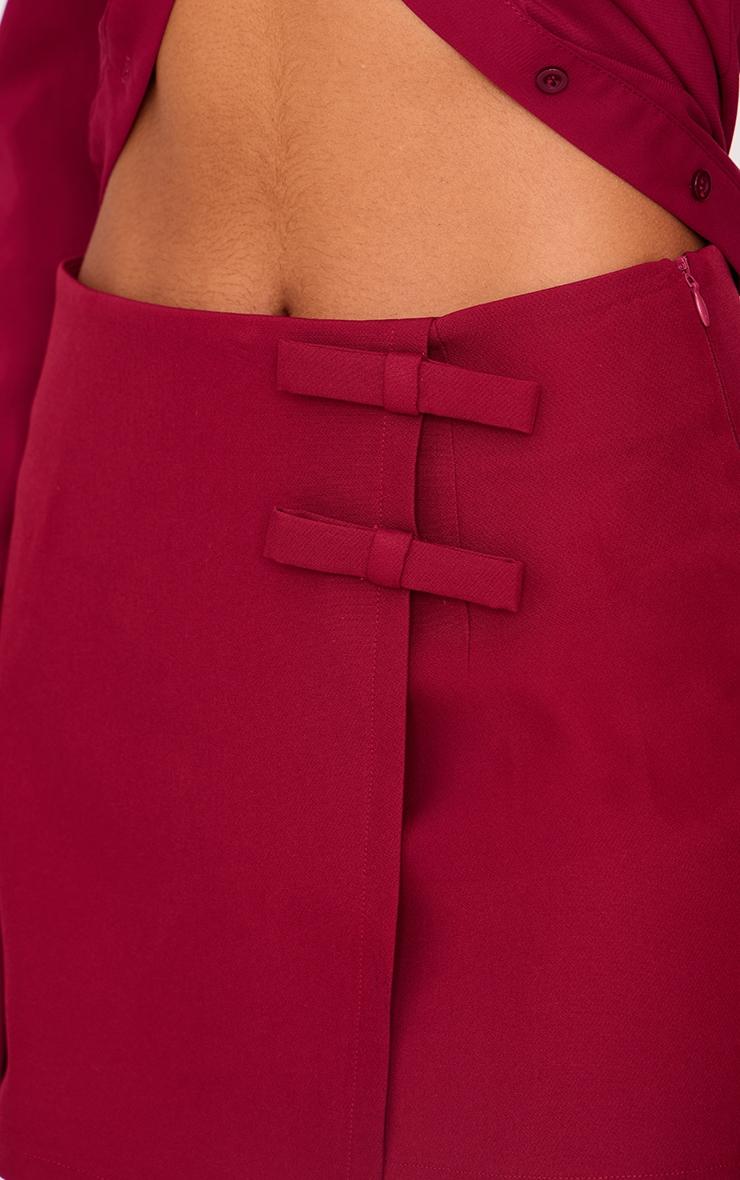 Burgundy Bow Detail Wrap over Skort Product Image