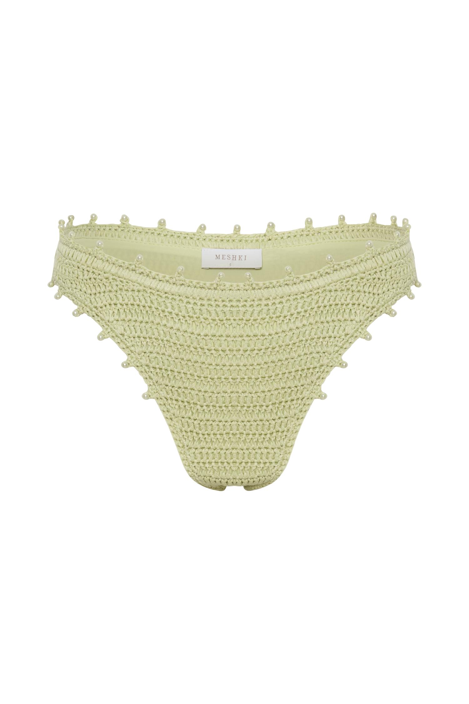 Sadie Pearl Knit Bikini Bottom - Seafoam Green Product Image