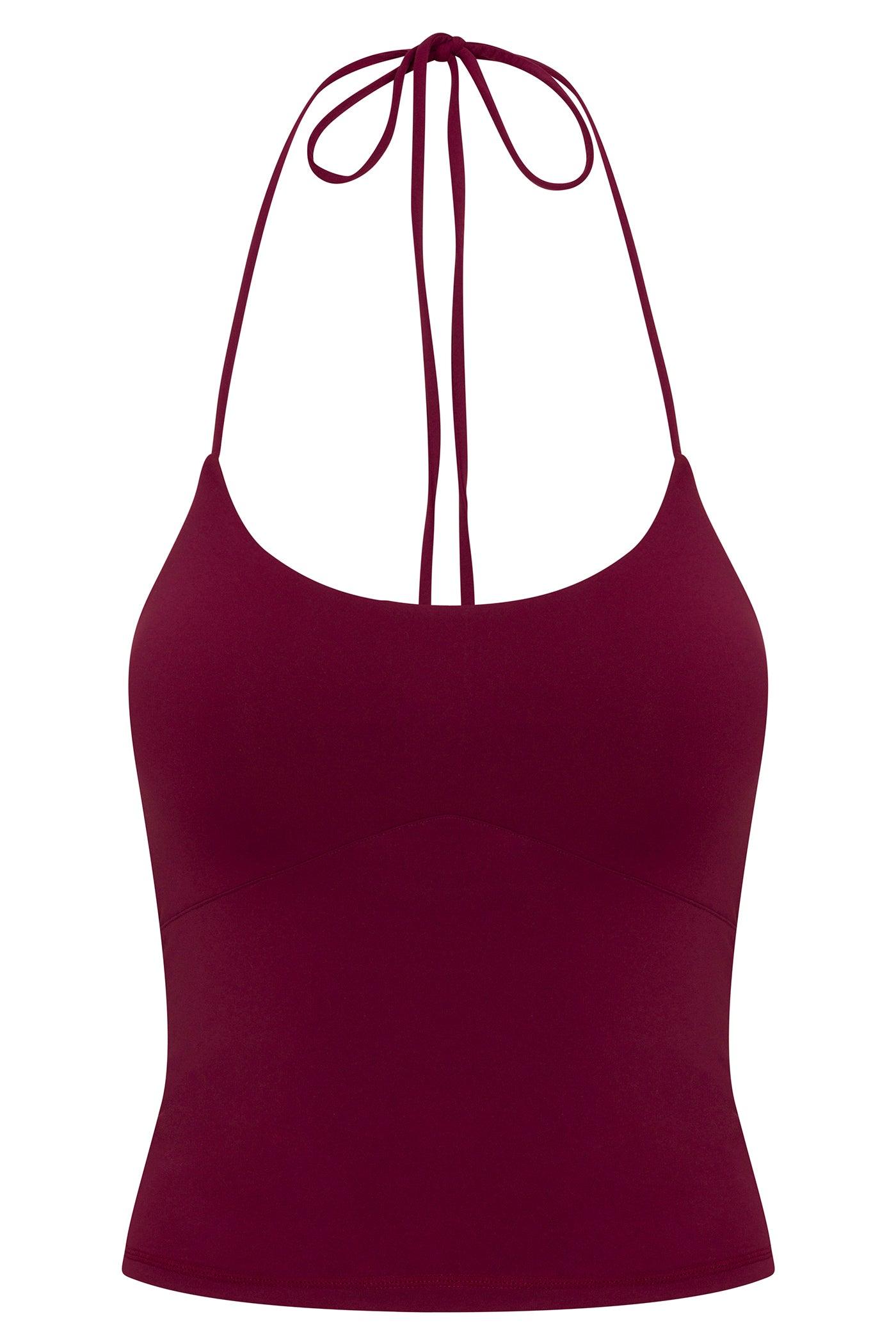Second Skin Double Lined Cut Out Halter Top - Wine Female Product Image