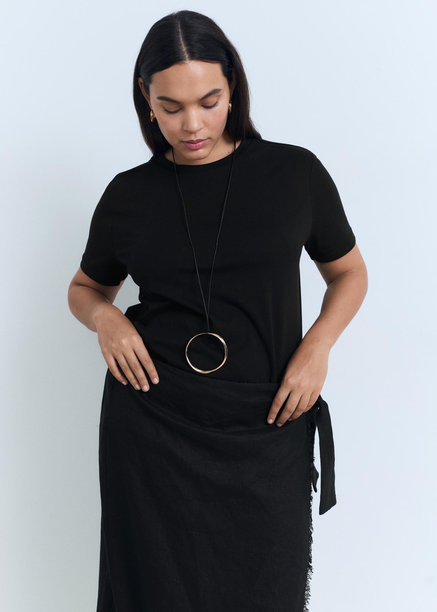 Cotton short-sleeved t-shirt - Women | MANGO USA Product Image