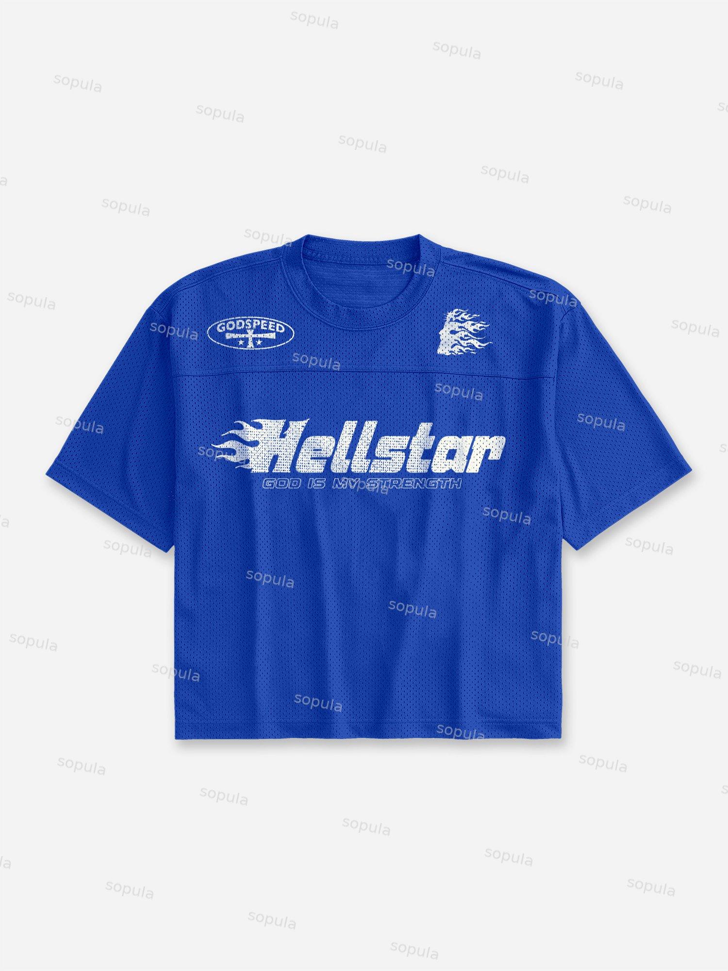 Flame Jesus Silhouette Blokecore Mesh Football Jersey T-shirt Product Image