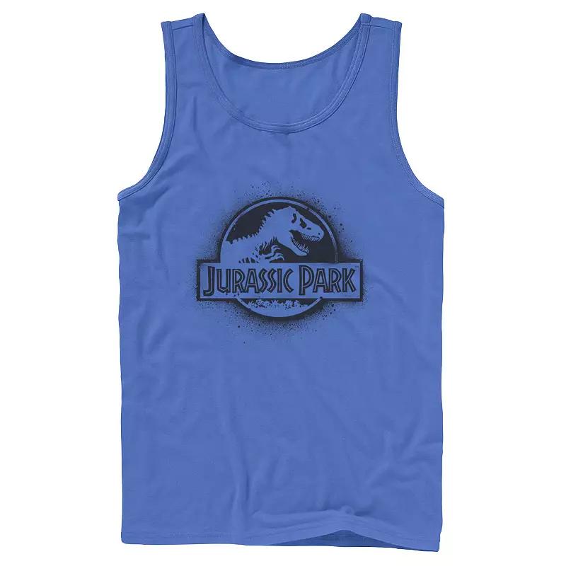 Men's Jurassic Park All White Spray Paint Stencil Movie Logo Tank Top,  Product Image