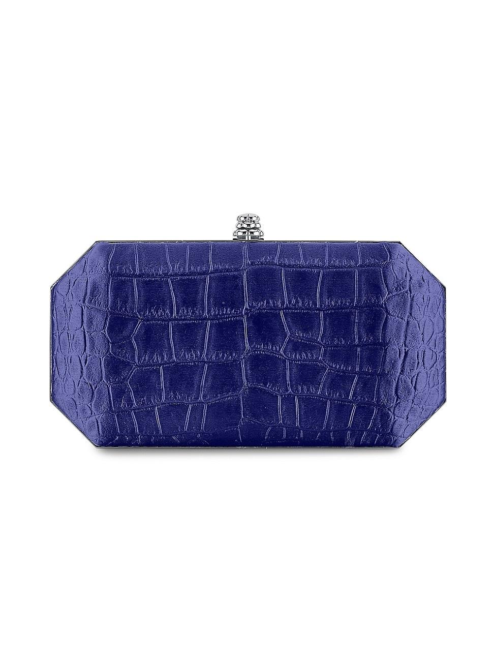 Womens Perry Clutch in Stamped Satin with Silver Hardware Product Image