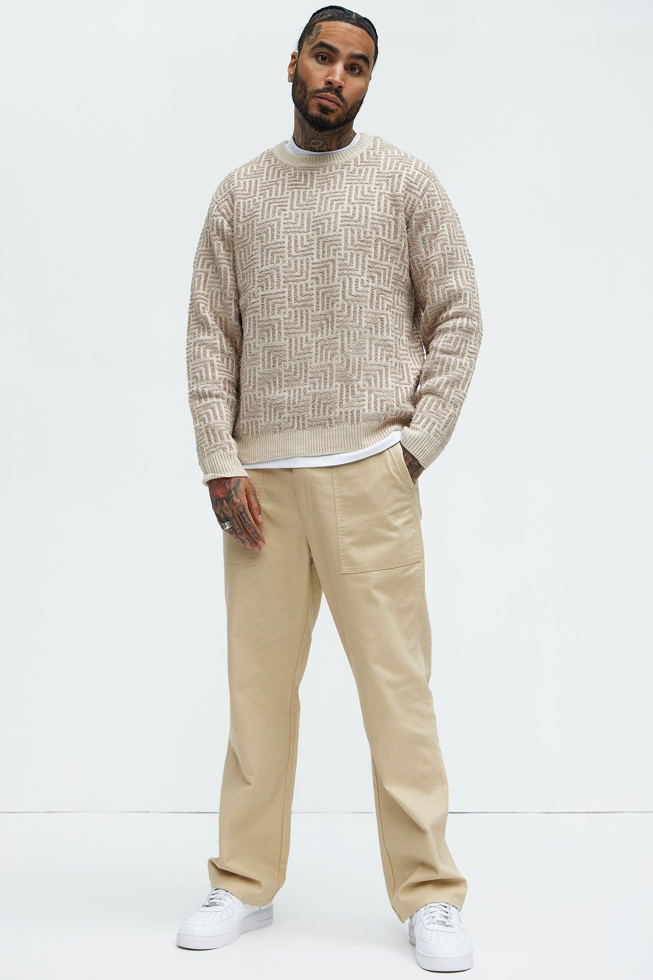 Runnin Up Numbers Crewneck Sweater - Taupe Product Image