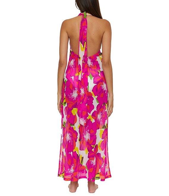 Trina Turk Bloom Mesh Halter Neck Maxi Dress Swim Cover-Up Product Image