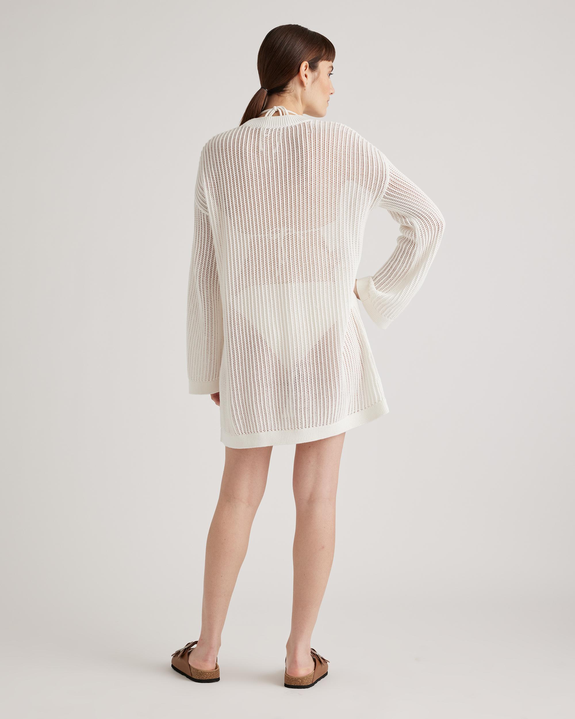 Quince | Women's Open-Knit Long Sleeve Cover-Up Mini Dress Size XS, Organic Cotton Product Image