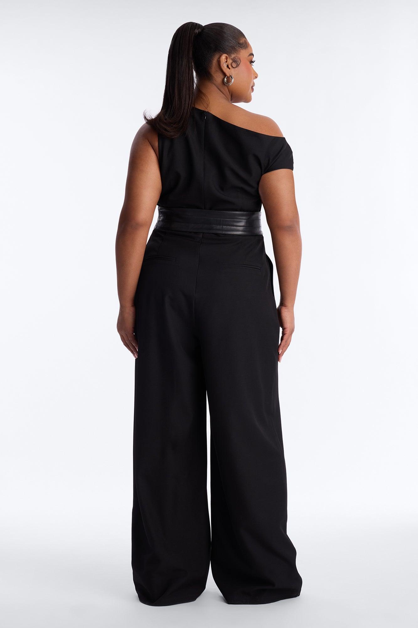 Holly Belted Wide Leg Jumpsuit - Black Female Product Image