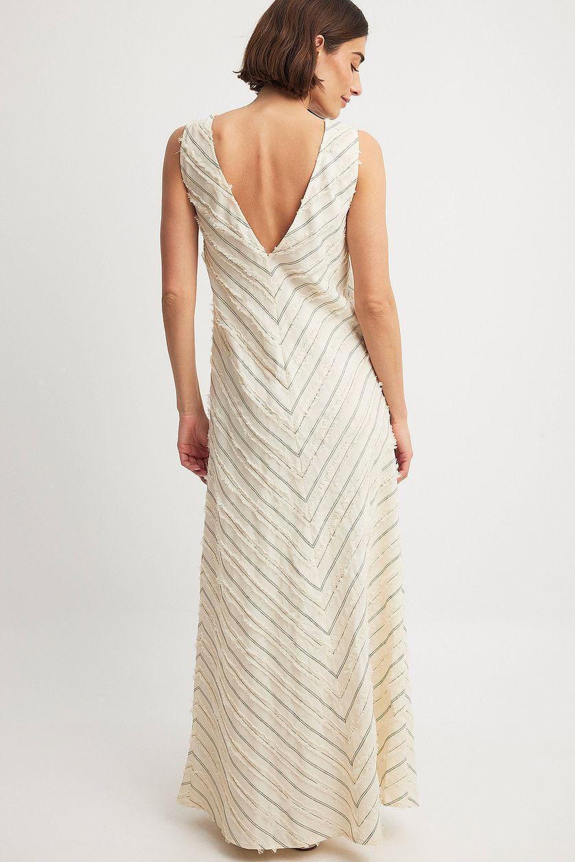 Fringed Sleeveless Maxi Dress Offwhite Product Image
