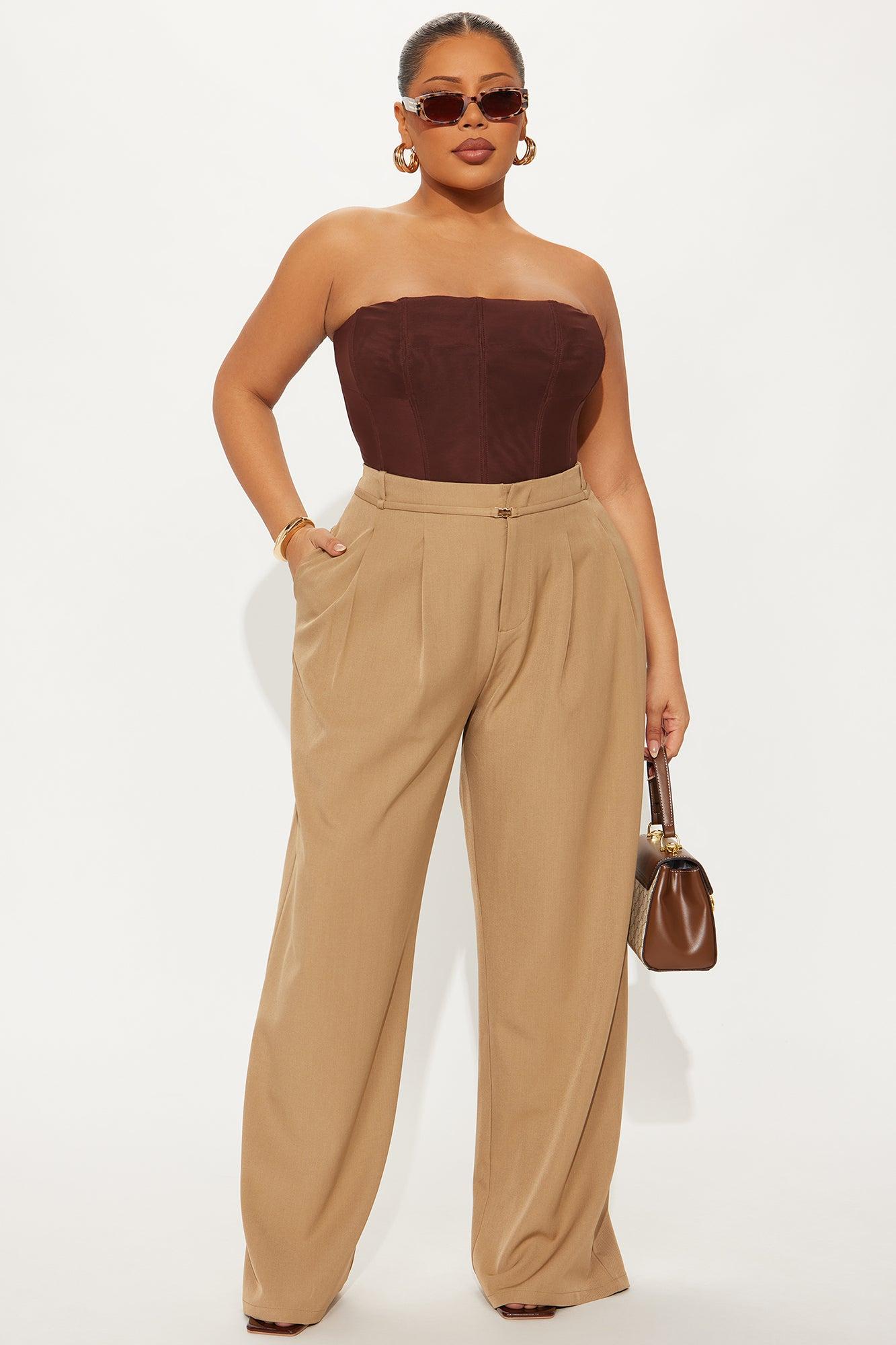 Elevated Position Belted Wide Leg Trouser Pant - Mocha Female Product Image