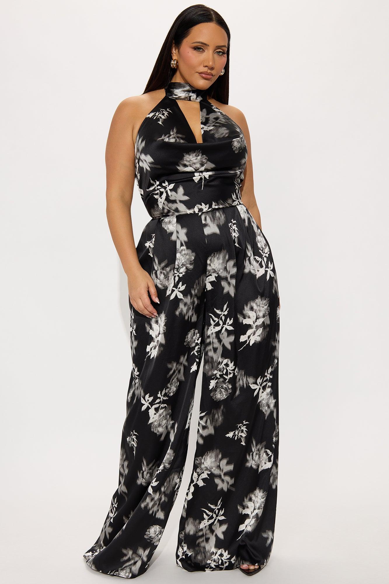 Something About You Satin Jumpsuit - Black/White Female Product Image