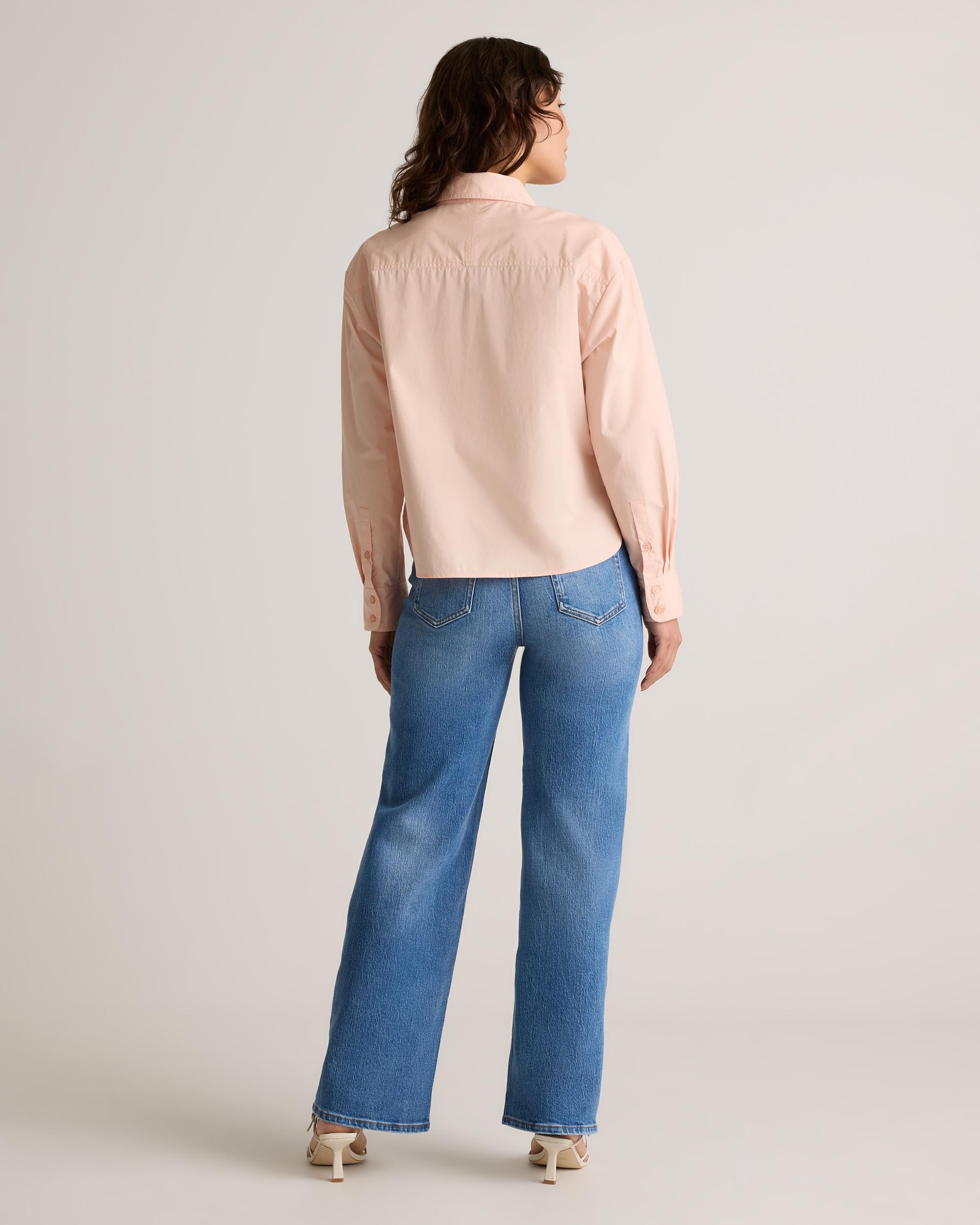 Quince | Women's Poplin Cropped Long Sleeve Shirt Organic Cotton Product Image